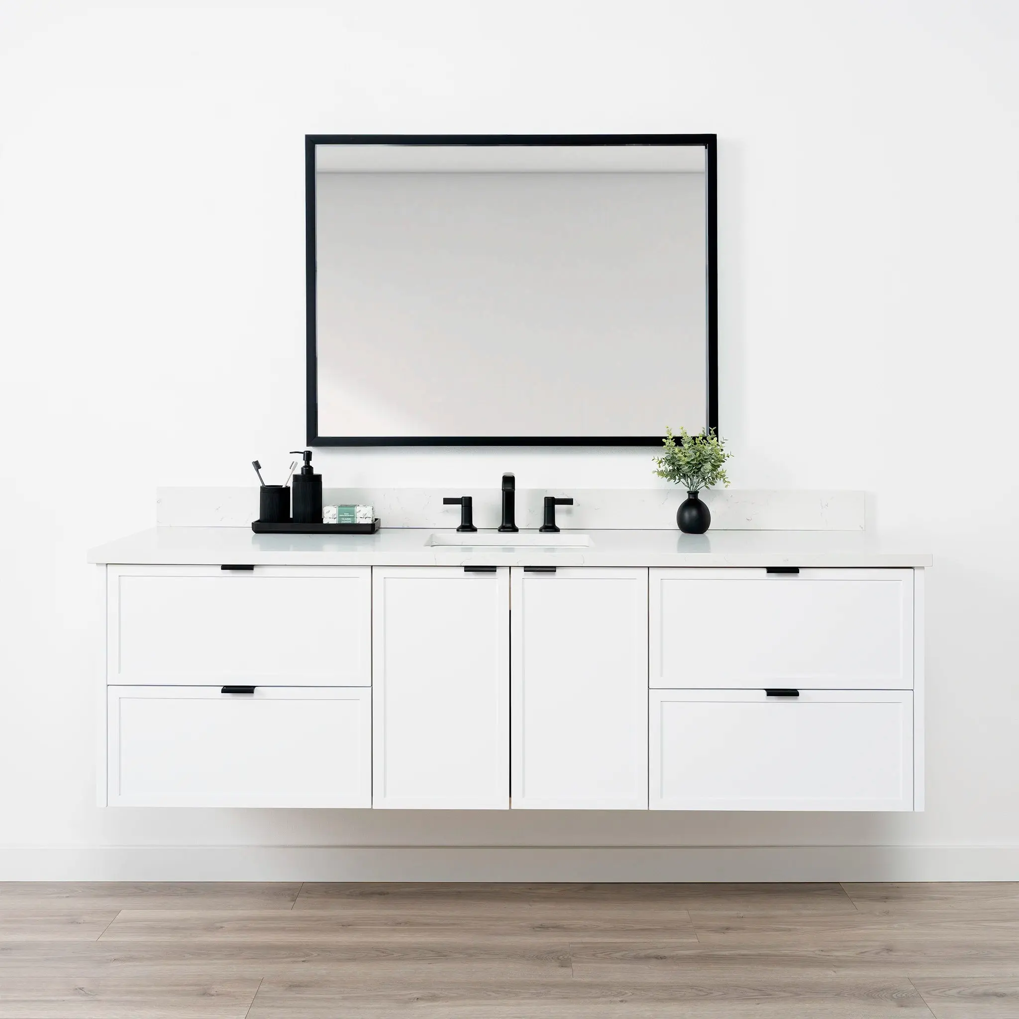 Cape Breton SLIM 72" Wall Mount Satin White Bathroom Vanity - Image 2