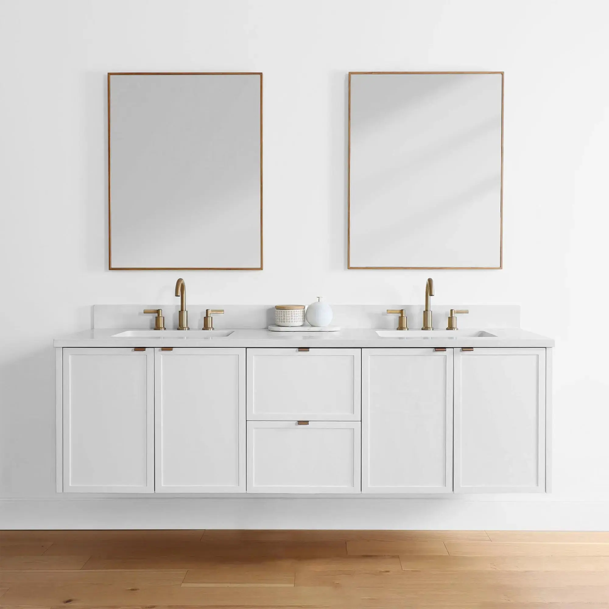 Cape Breton 72" Wall Mount Satin White Bathroom Vanity, Double Sink - Image 2