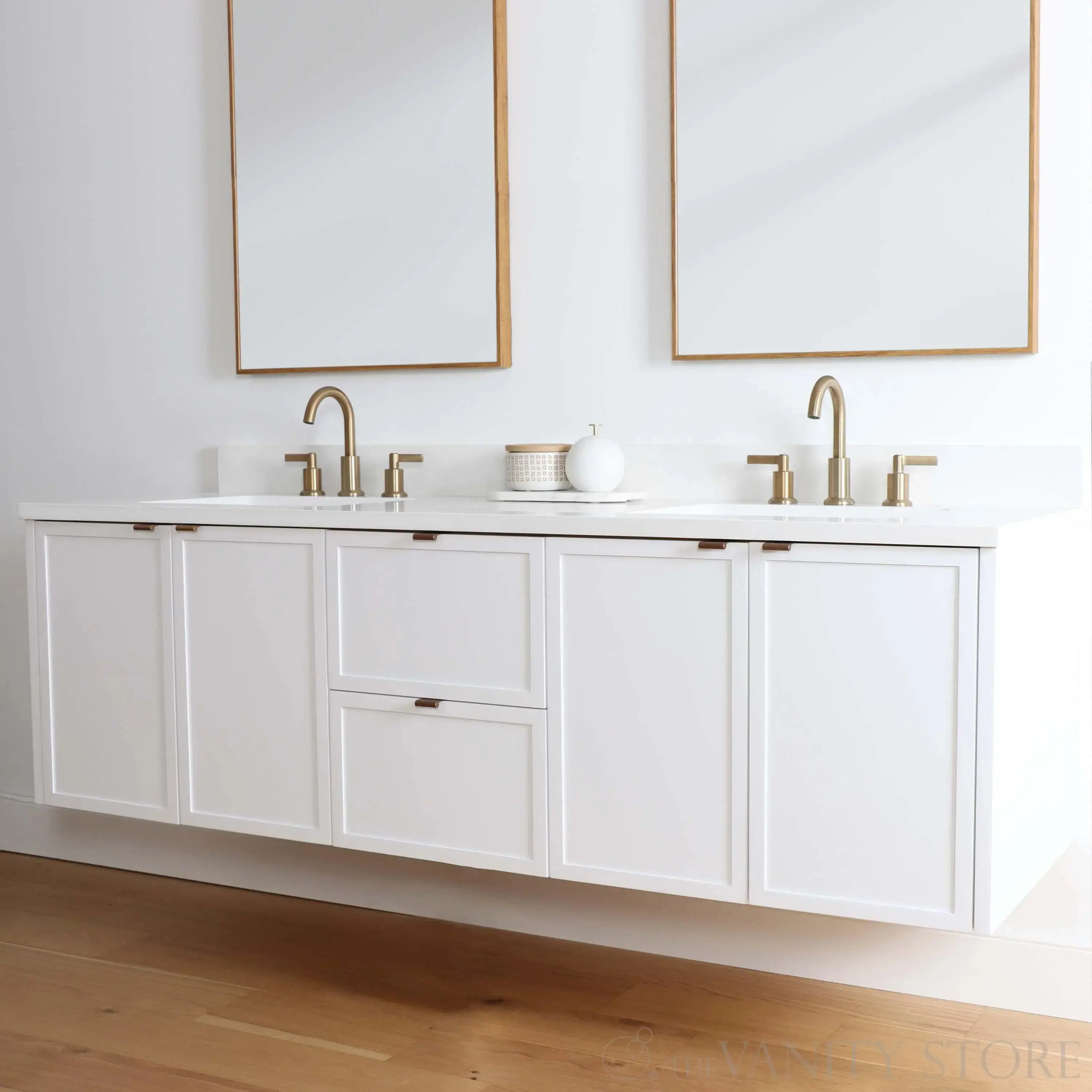 Cape Breton 72" Wall Mount Satin White Bathroom Vanity, Double Sink - Image 3