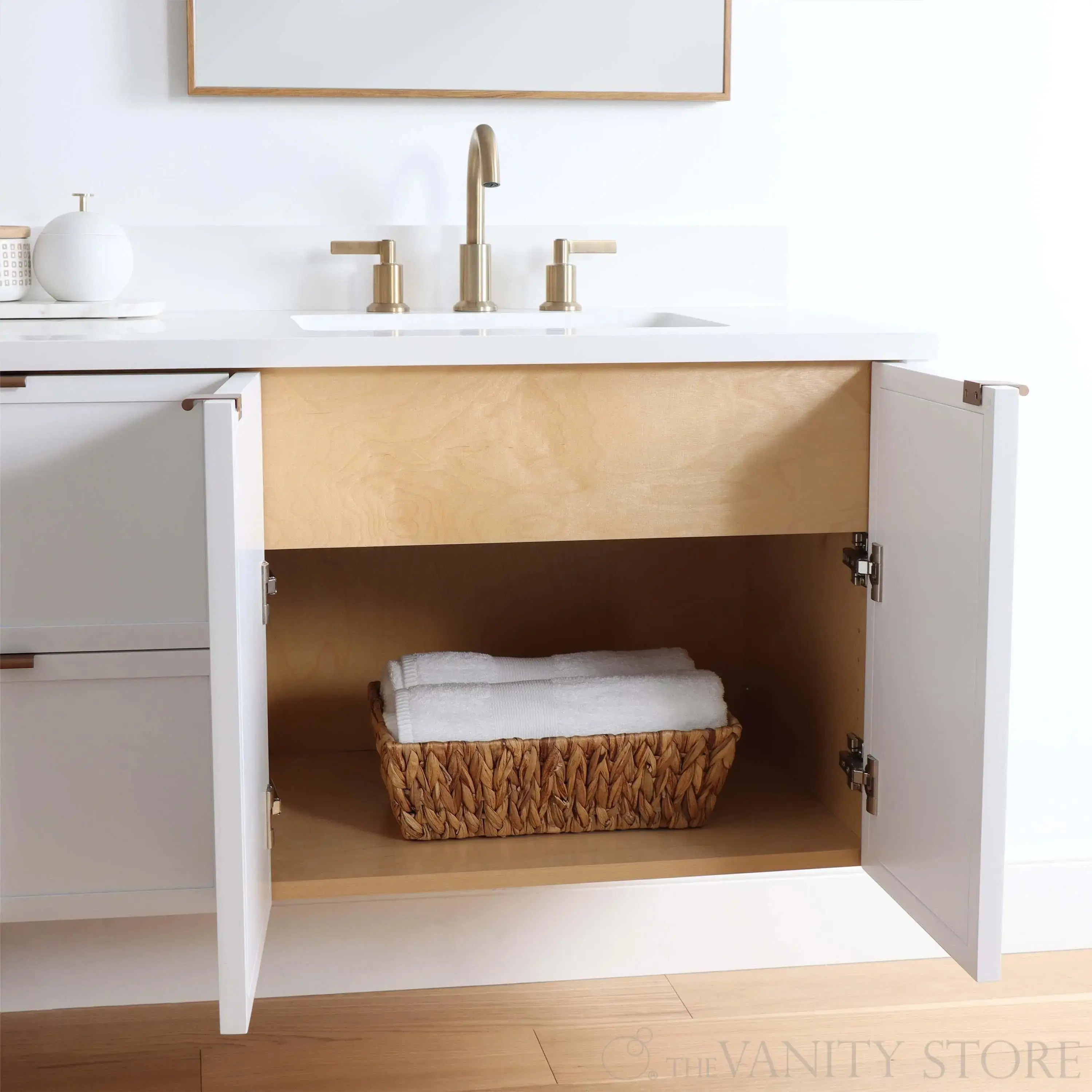 Cape Breton 72" Wall Mount Satin White Bathroom Vanity, Double Sink - Image 5
