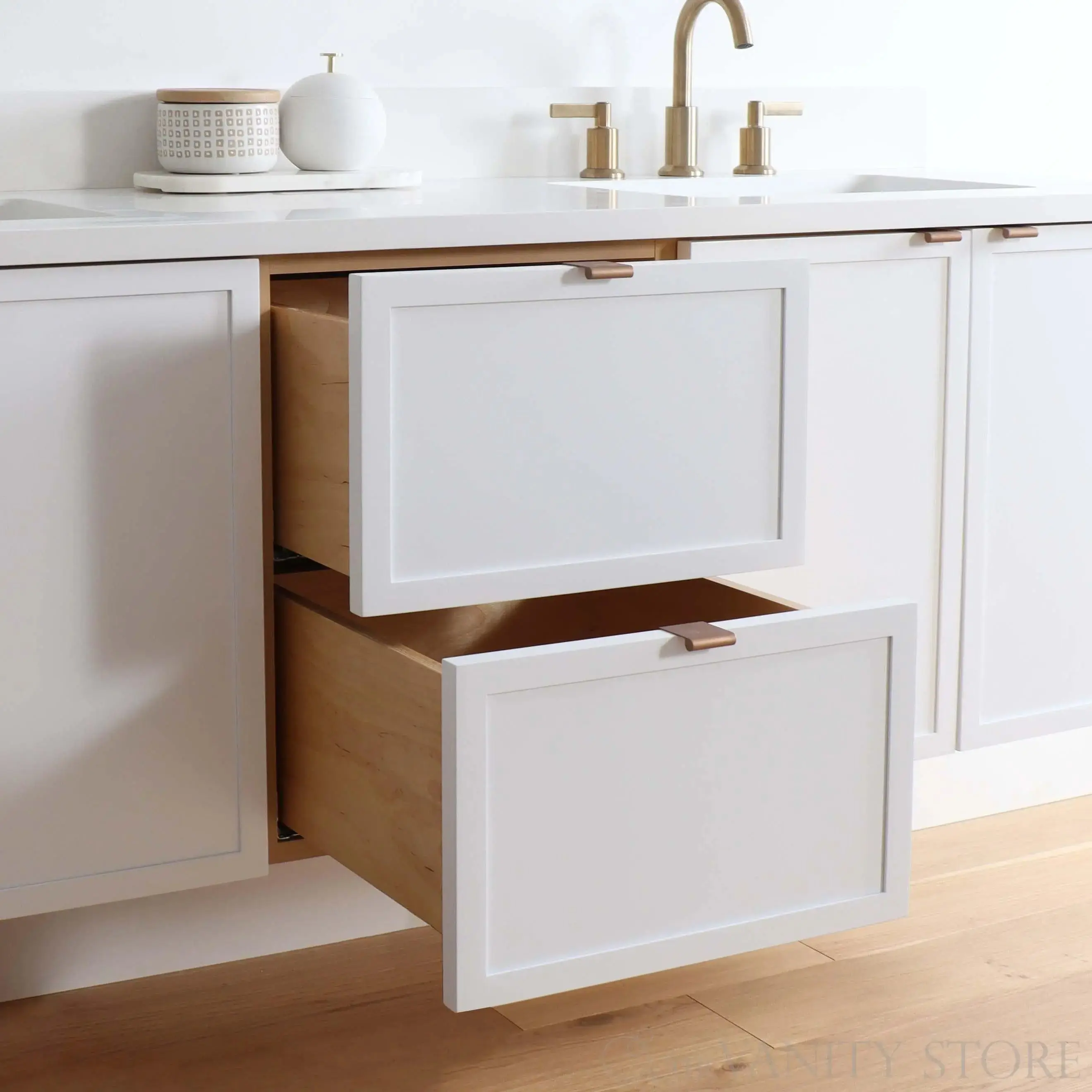 Cape Breton 72" Wall Mount Satin White Bathroom Vanity, Double Sink - Image 6