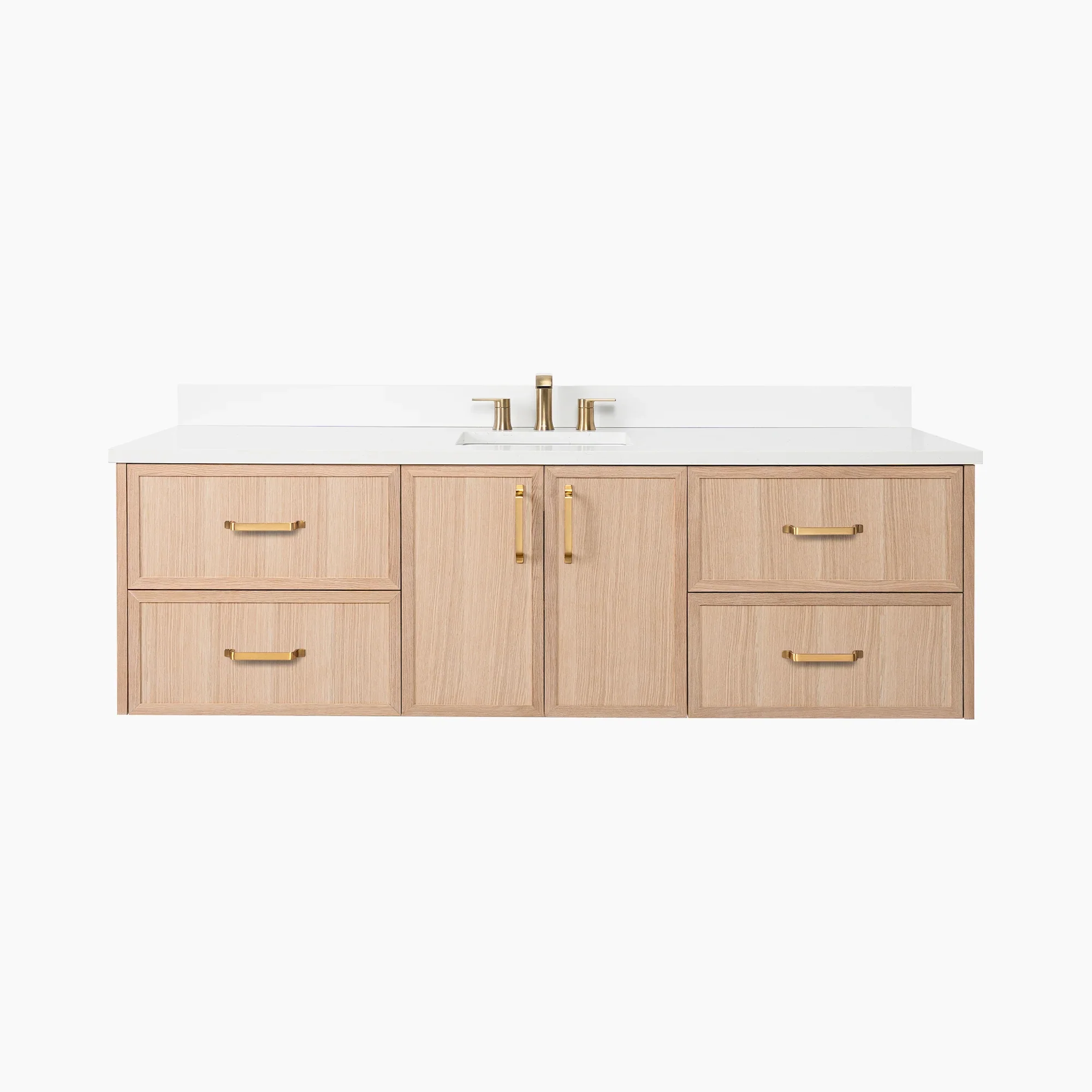 Cape Breton 72" Wall Mount White Oak Bathroom Vanity