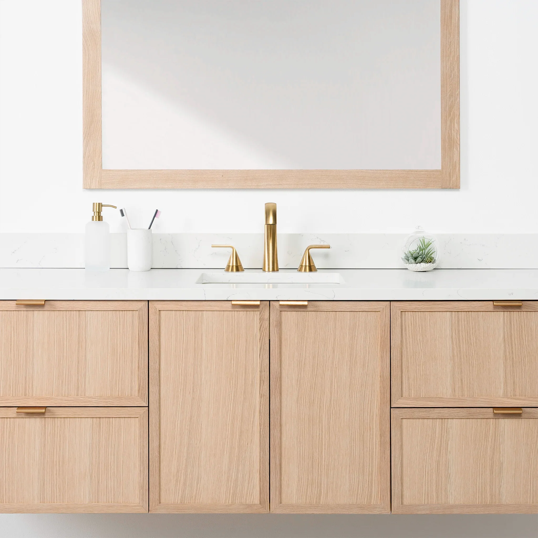 Cape Breton 72" Wall Mount White Oak Bathroom Vanity - Image 3