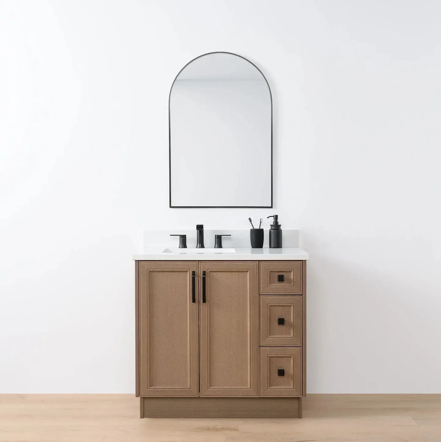 Davenport SLIM 36" Almond Coast Bathroom Vanity, Left Sink - Image 22