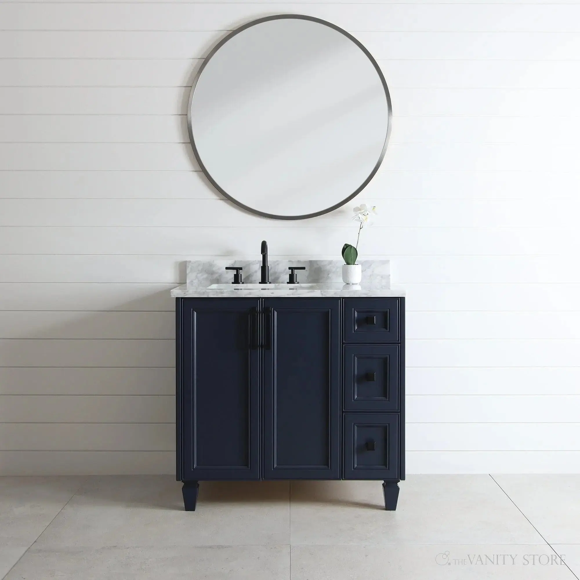 Davenport 36" Pacific Blue Bathroom Vanity, Left Sink - Image 4