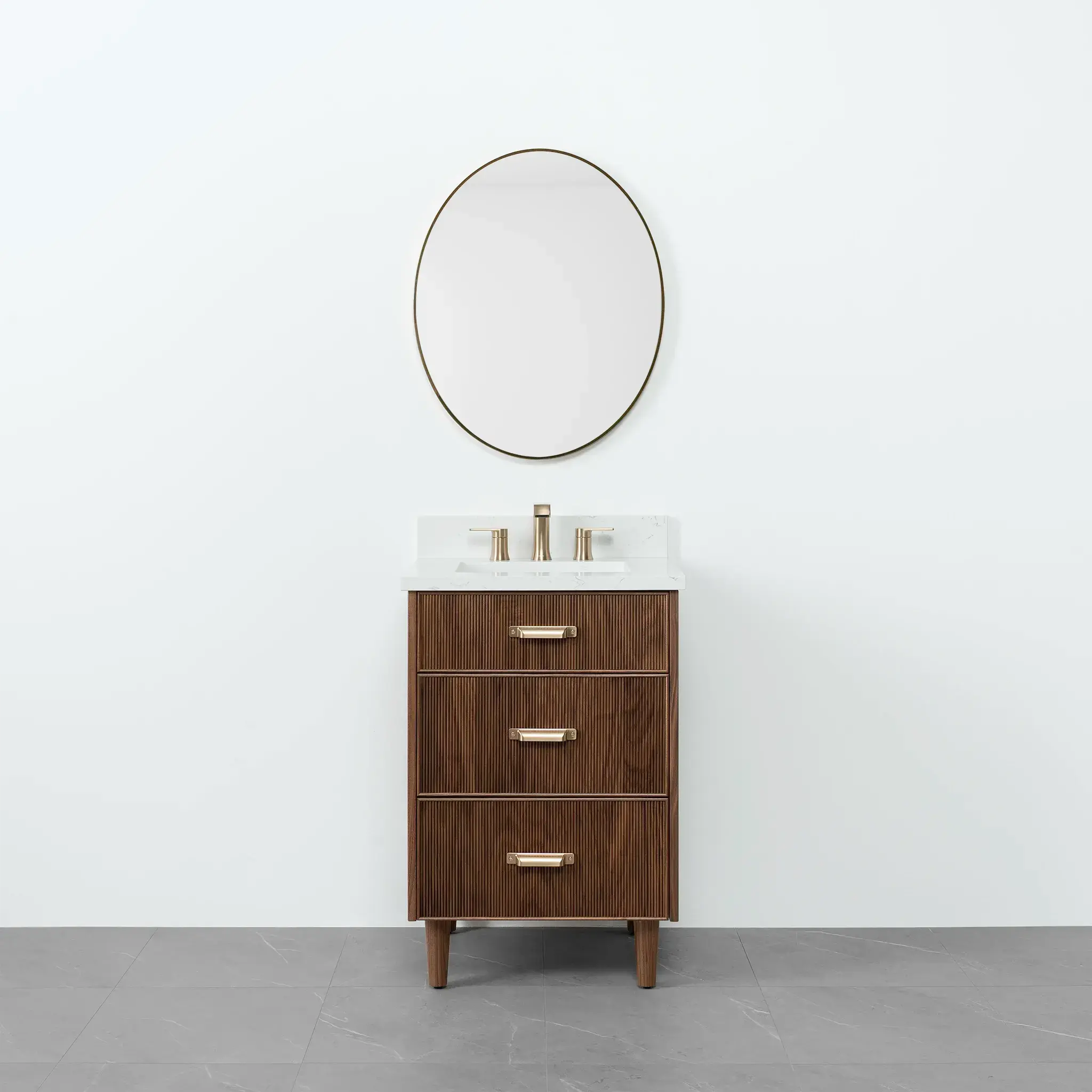 Malibu 24" American Black Walnut Bathroom Vanity - All Drawers - Image 14
