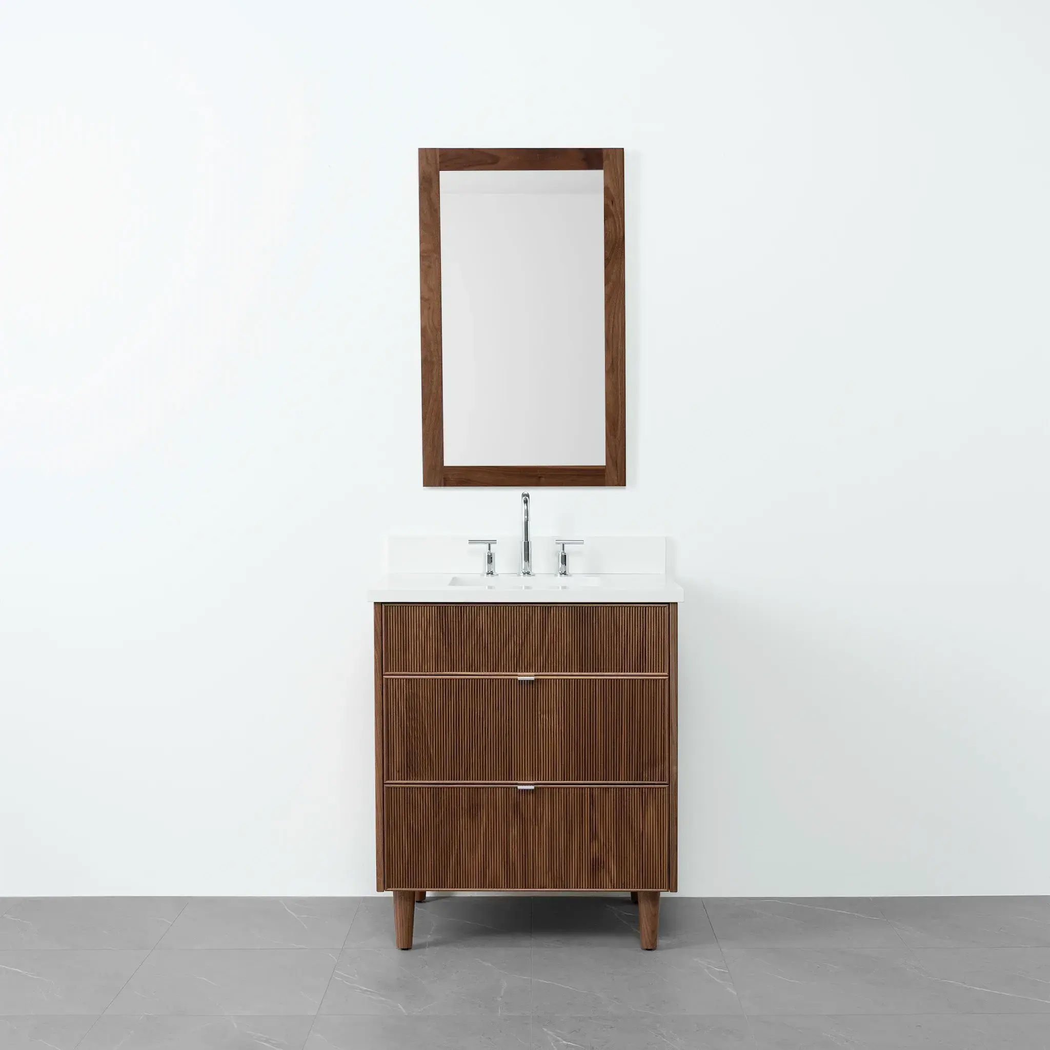 Malibu 30" American Black Walnut Bathroom Vanity - All Drawers - Image 18
