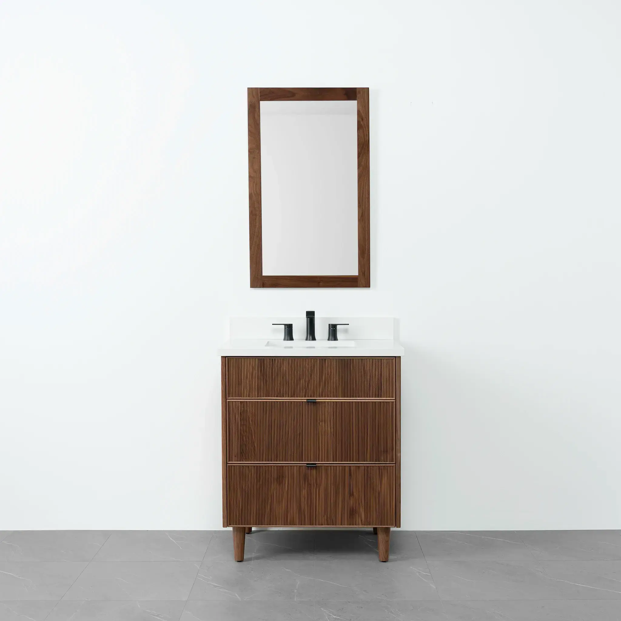 Malibu 30" American Black Walnut Bathroom Vanity - All Drawers - Image 19