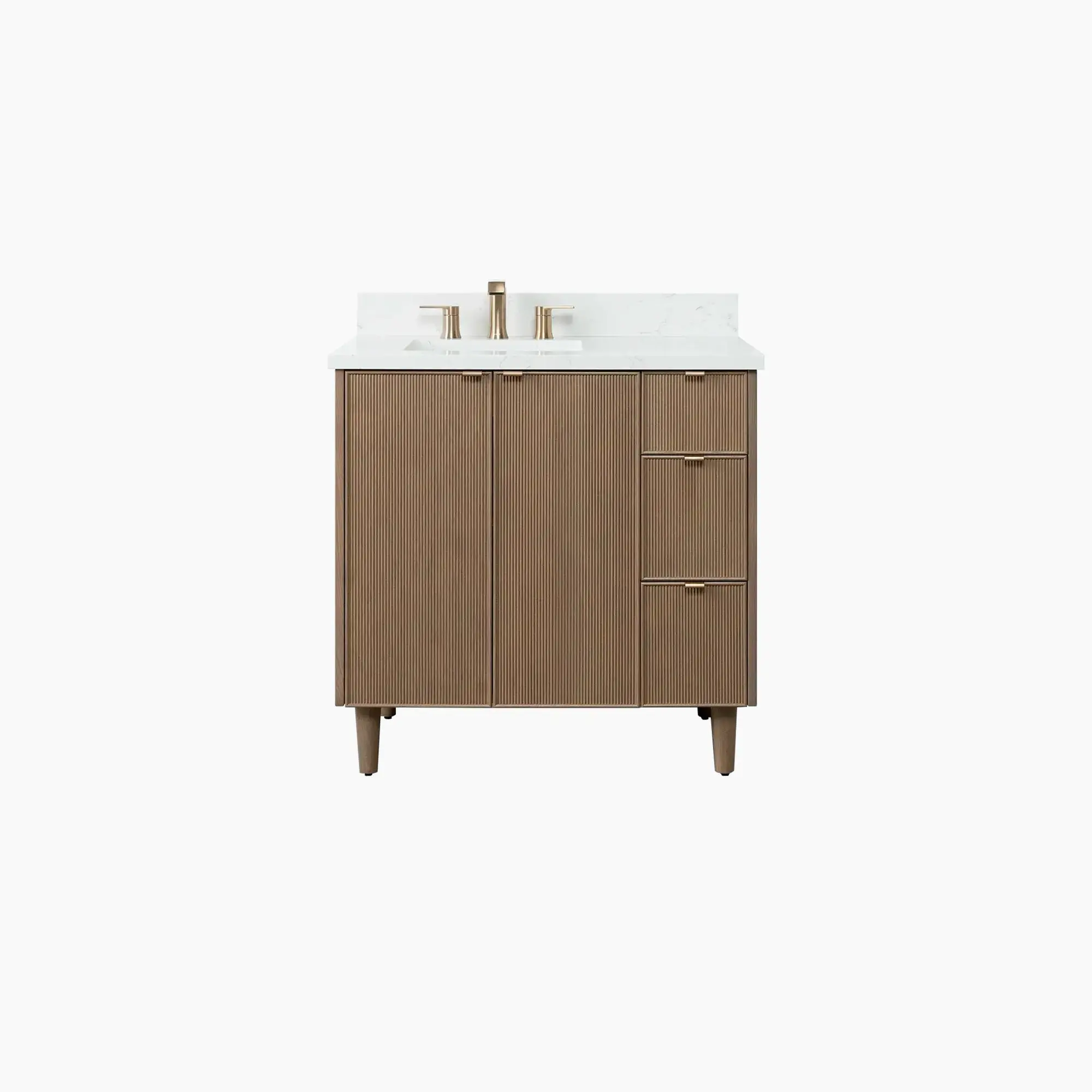 Malibu SLIM 36" Almond Coast Bathroom Vanity, Left Sink