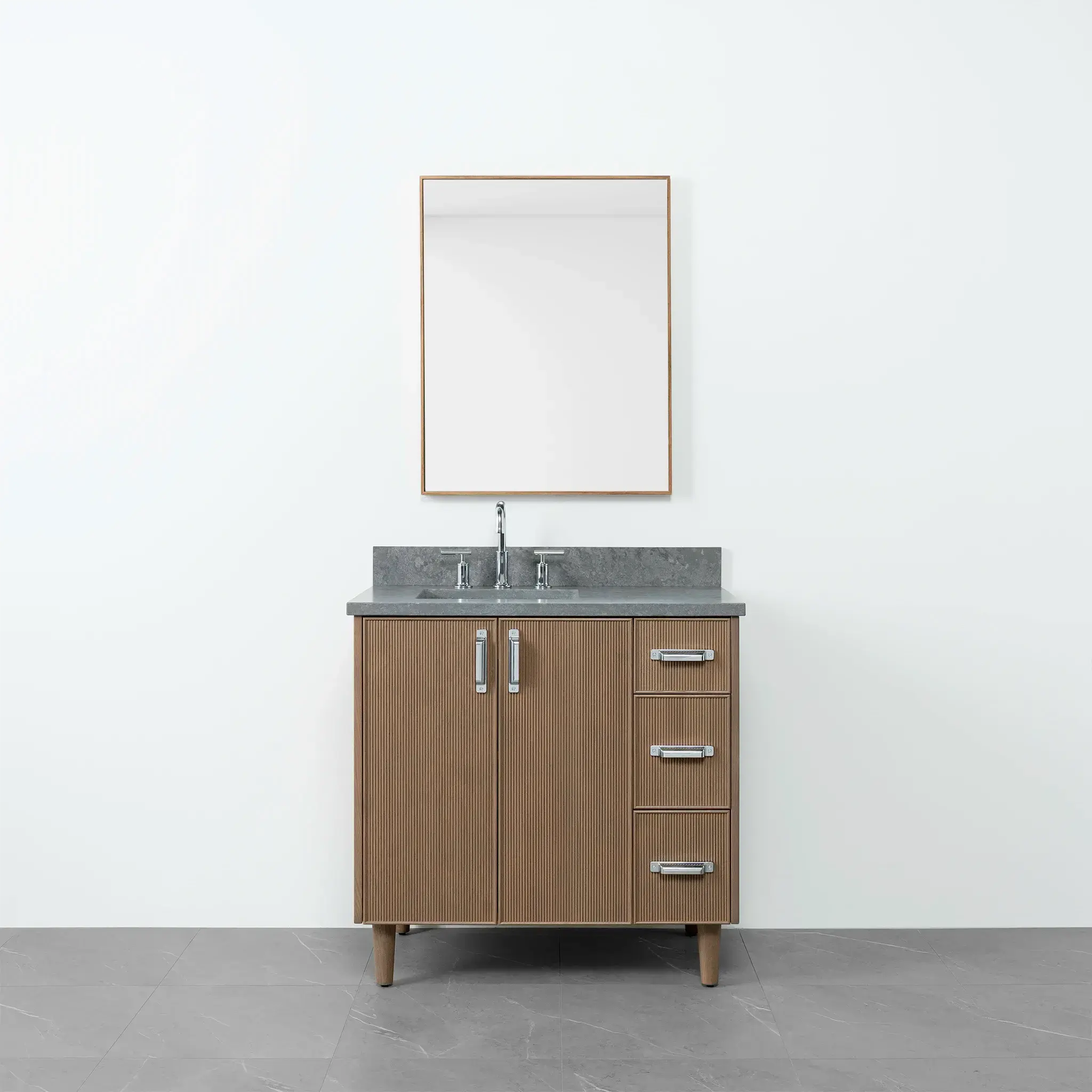 Malibu SLIM 36" Almond Coast Bathroom Vanity, Left Sink - Image 13
