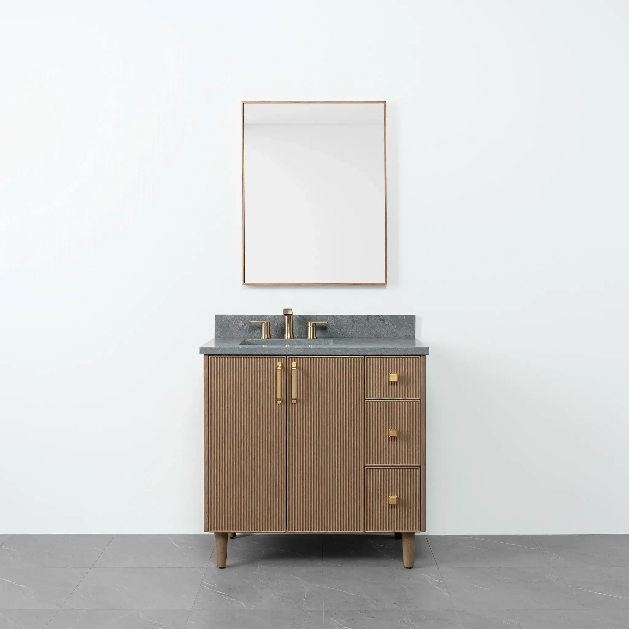 Malibu SLIM 36" Almond Coast Bathroom Vanity, Left Sink - Image 15
