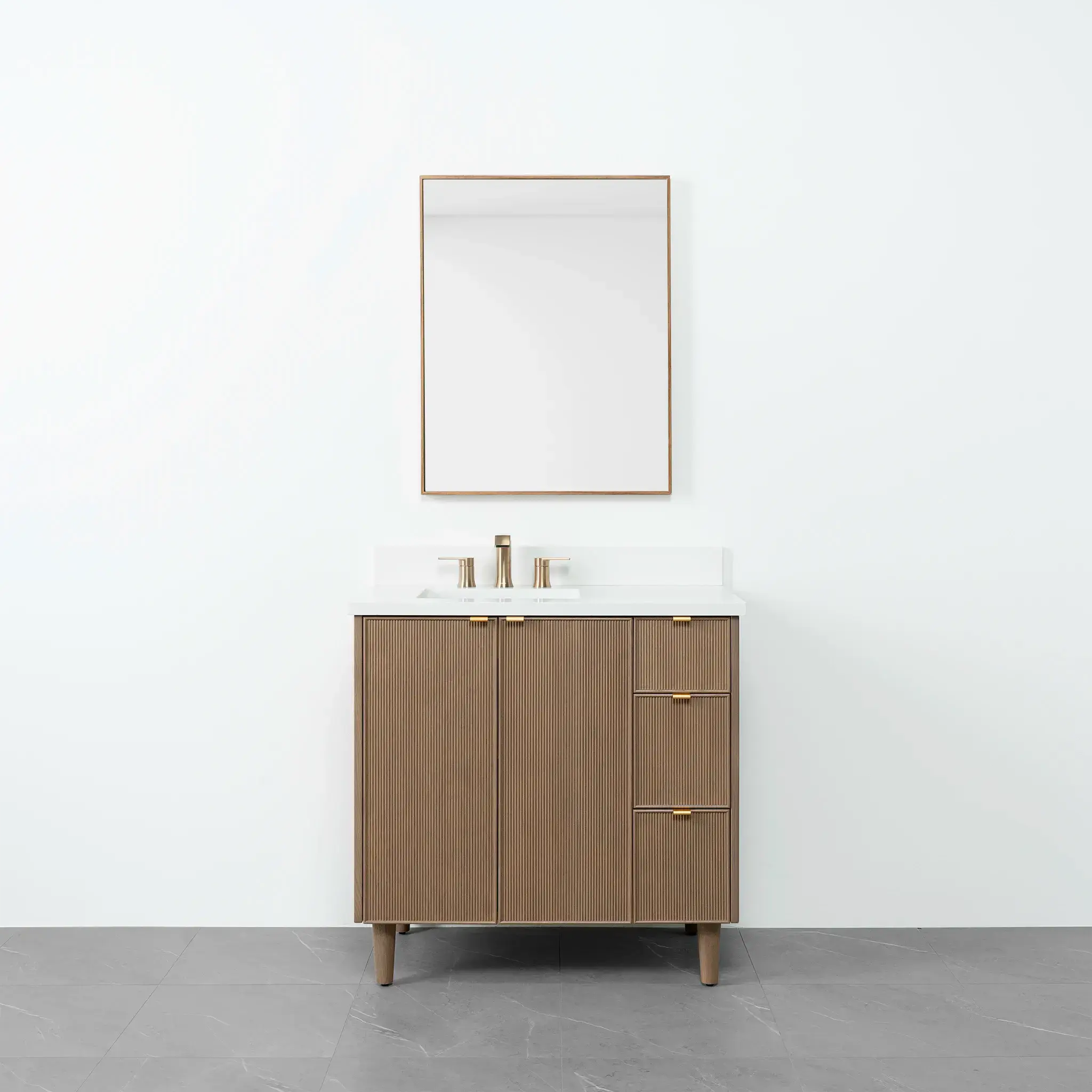 Malibu SLIM 36" Almond Coast Bathroom Vanity, Left Sink - Image 16