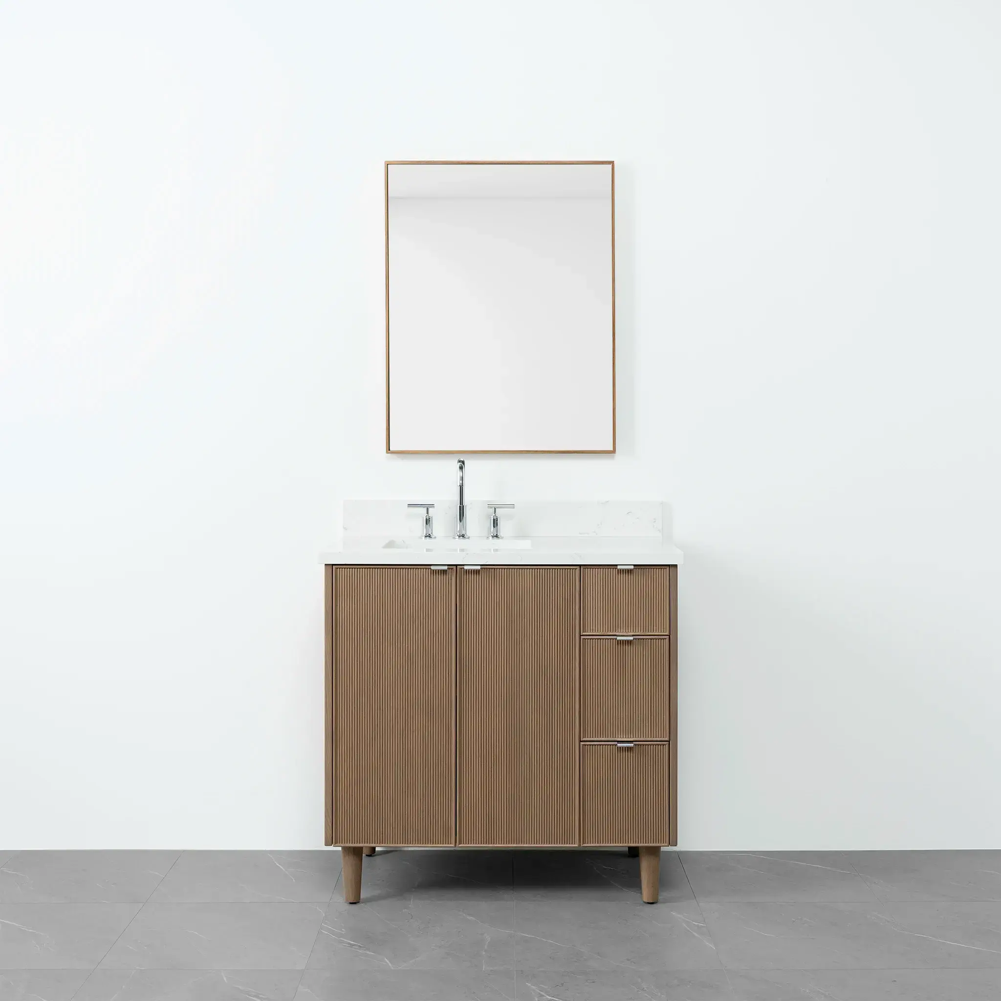 Malibu SLIM 36" Almond Coast Bathroom Vanity, Left Sink - Image 17