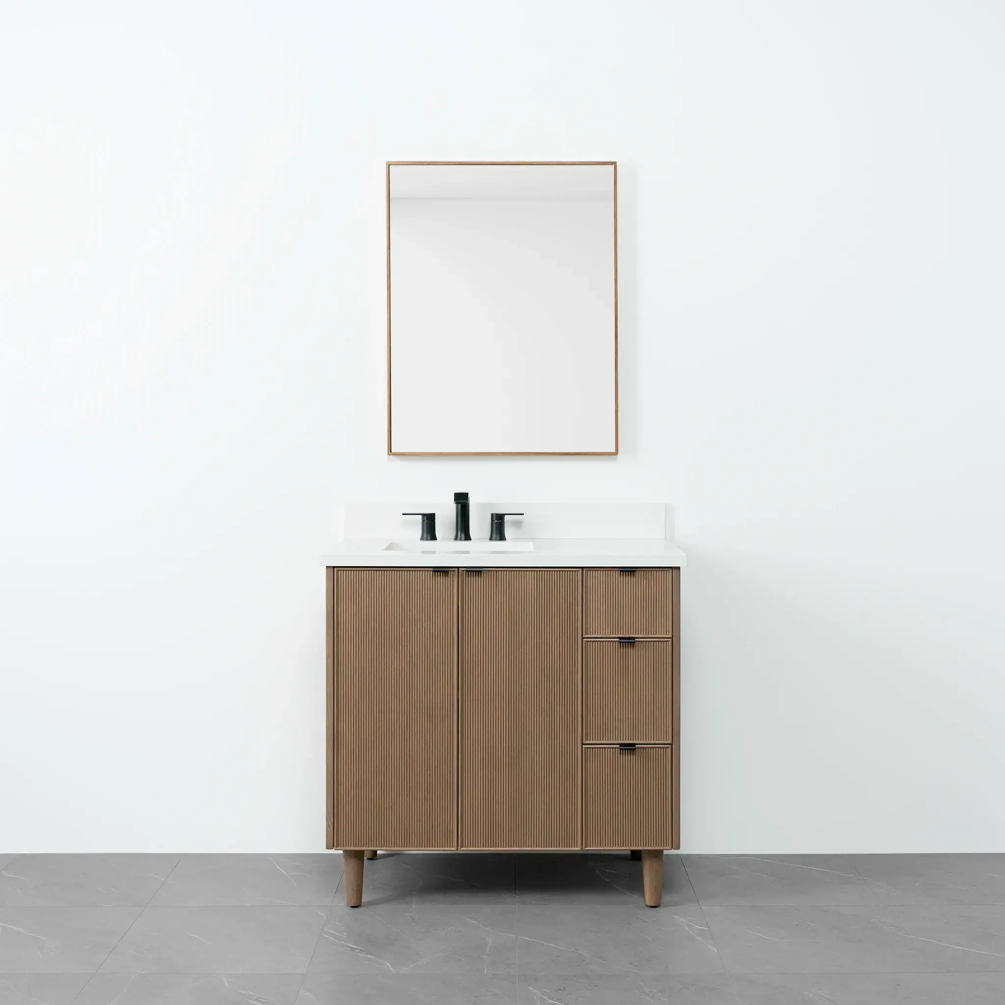 Malibu SLIM 36" Almond Coast Bathroom Vanity, Left Sink - Image 19