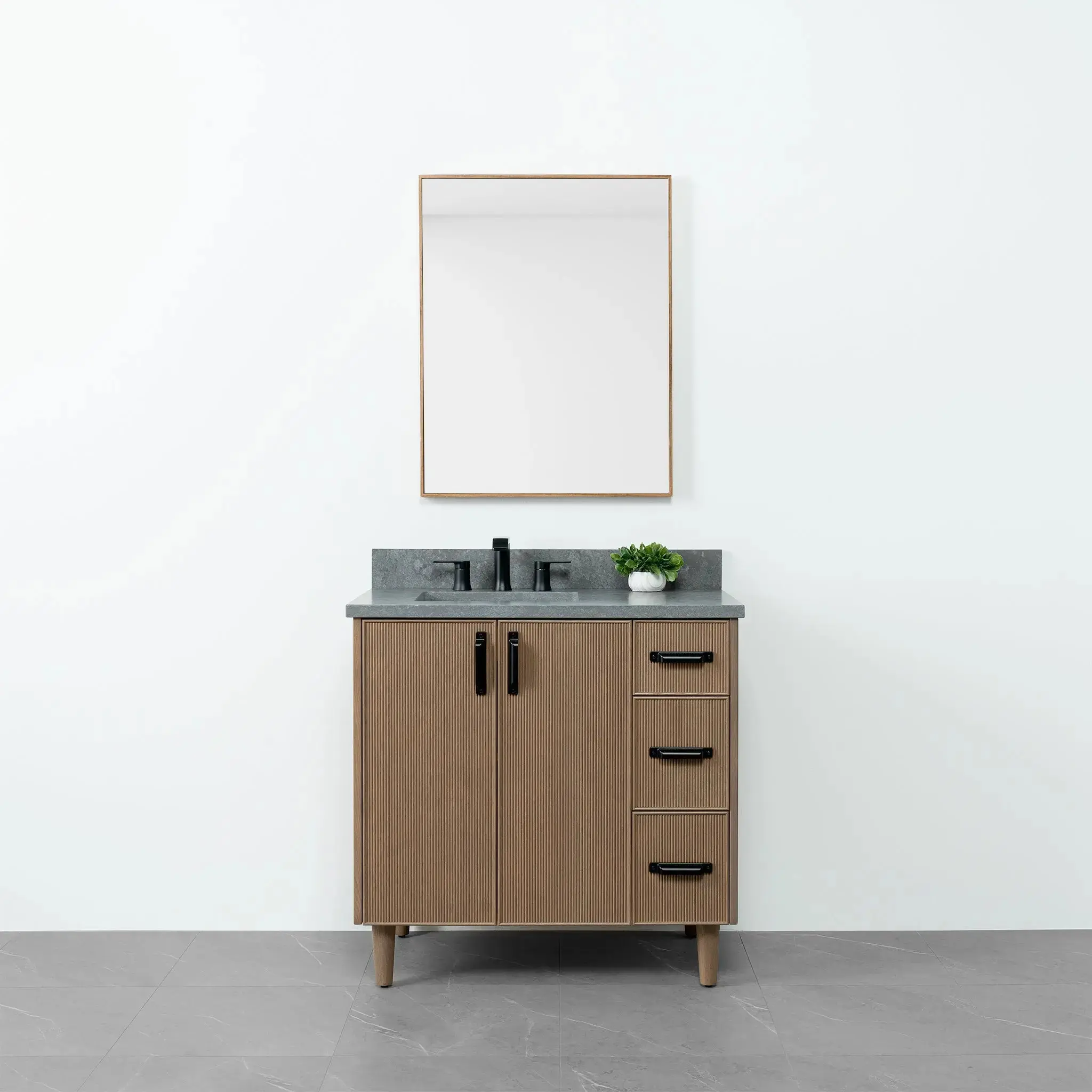 Malibu SLIM 36" Almond Coast Bathroom Vanity, Left Sink - Image 2