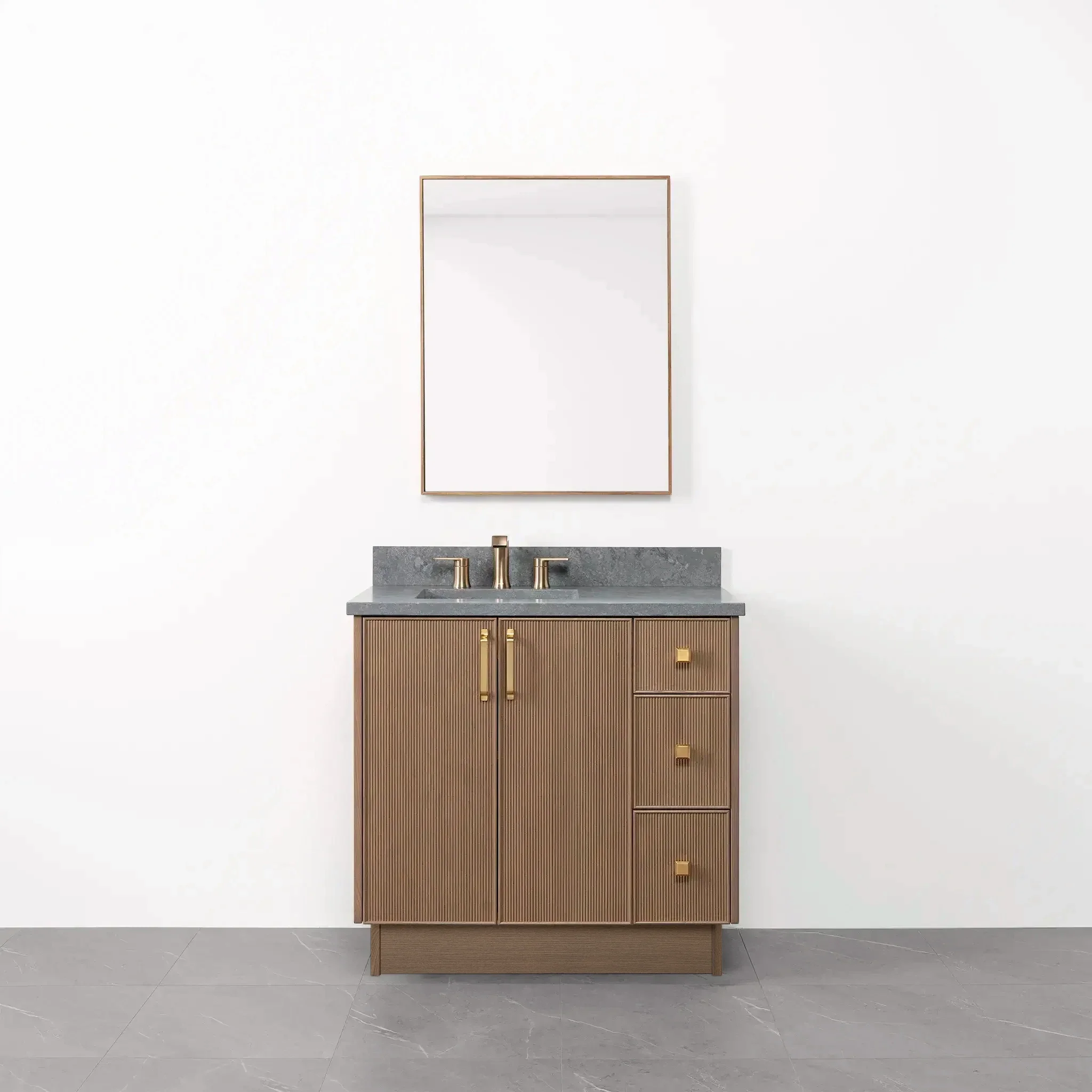 Malibu SLIM 36" Almond Coast Bathroom Vanity, Left Sink - Image 23