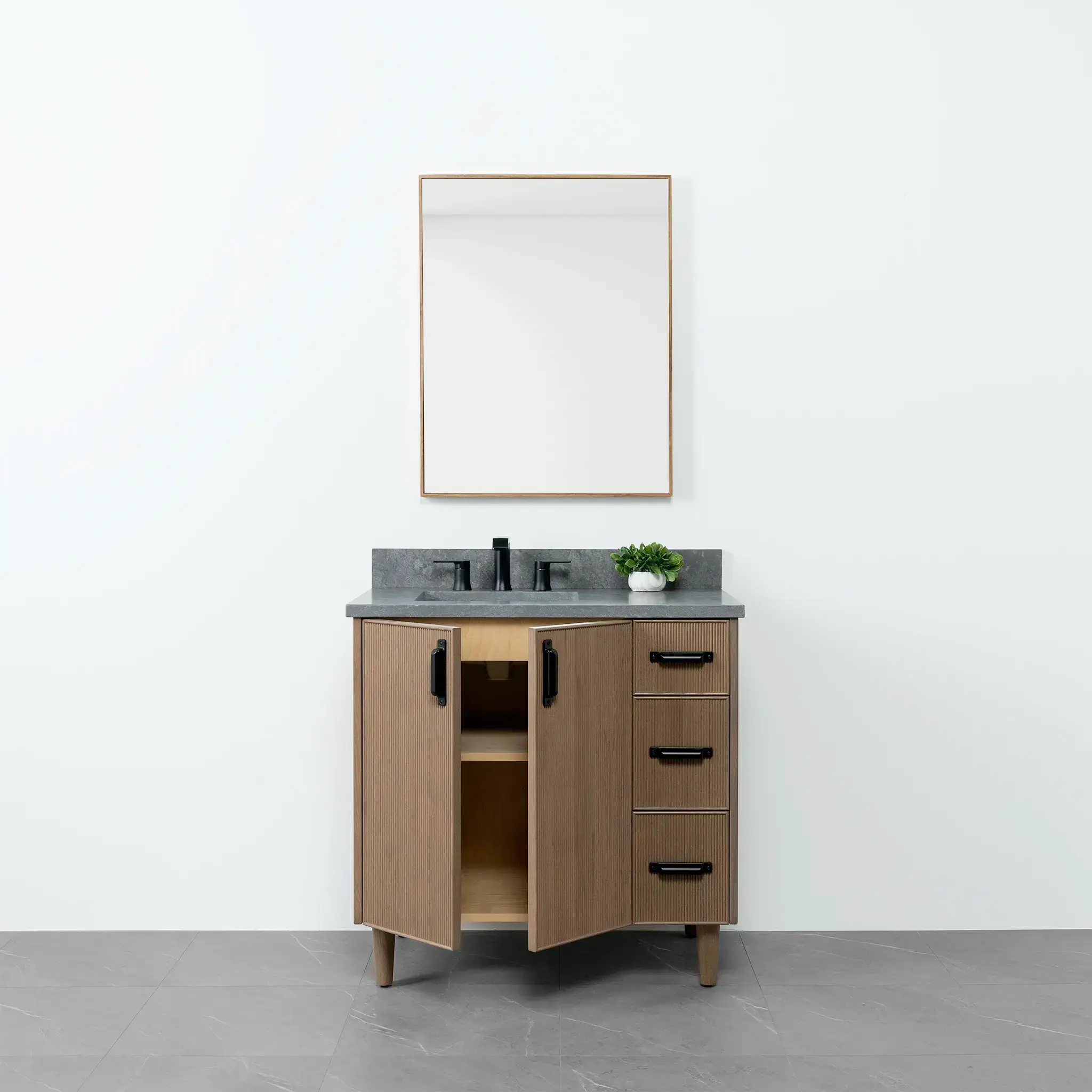 Malibu SLIM 36" Almond Coast Bathroom Vanity, Left Sink - Image 3