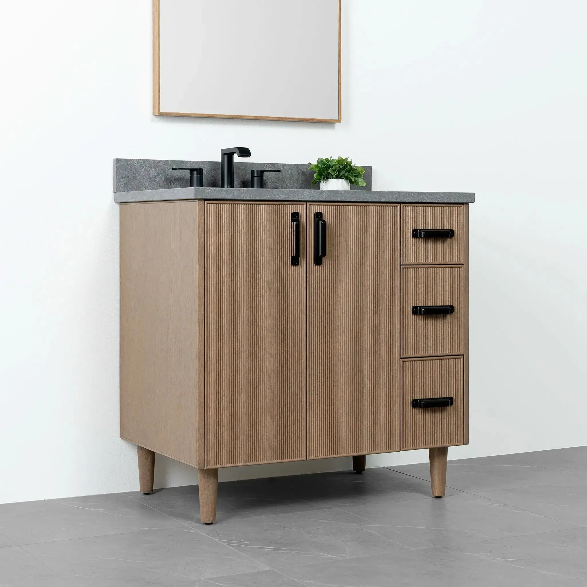 Malibu SLIM 36" Almond Coast Bathroom Vanity, Left Sink - Image 4