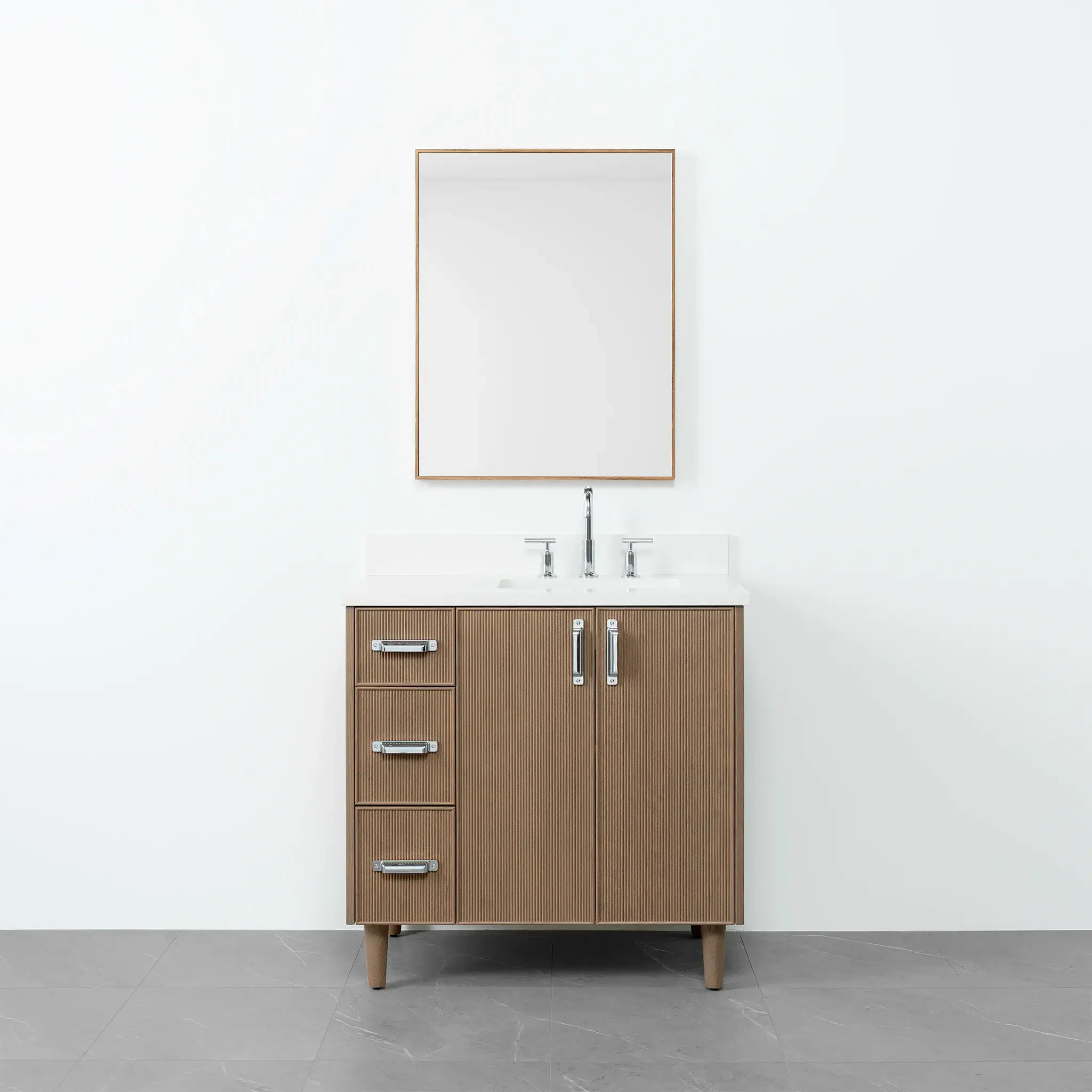 Malibu SLIM 36" Almond Coast Bathroom Vanity, Right Sink - Image 14