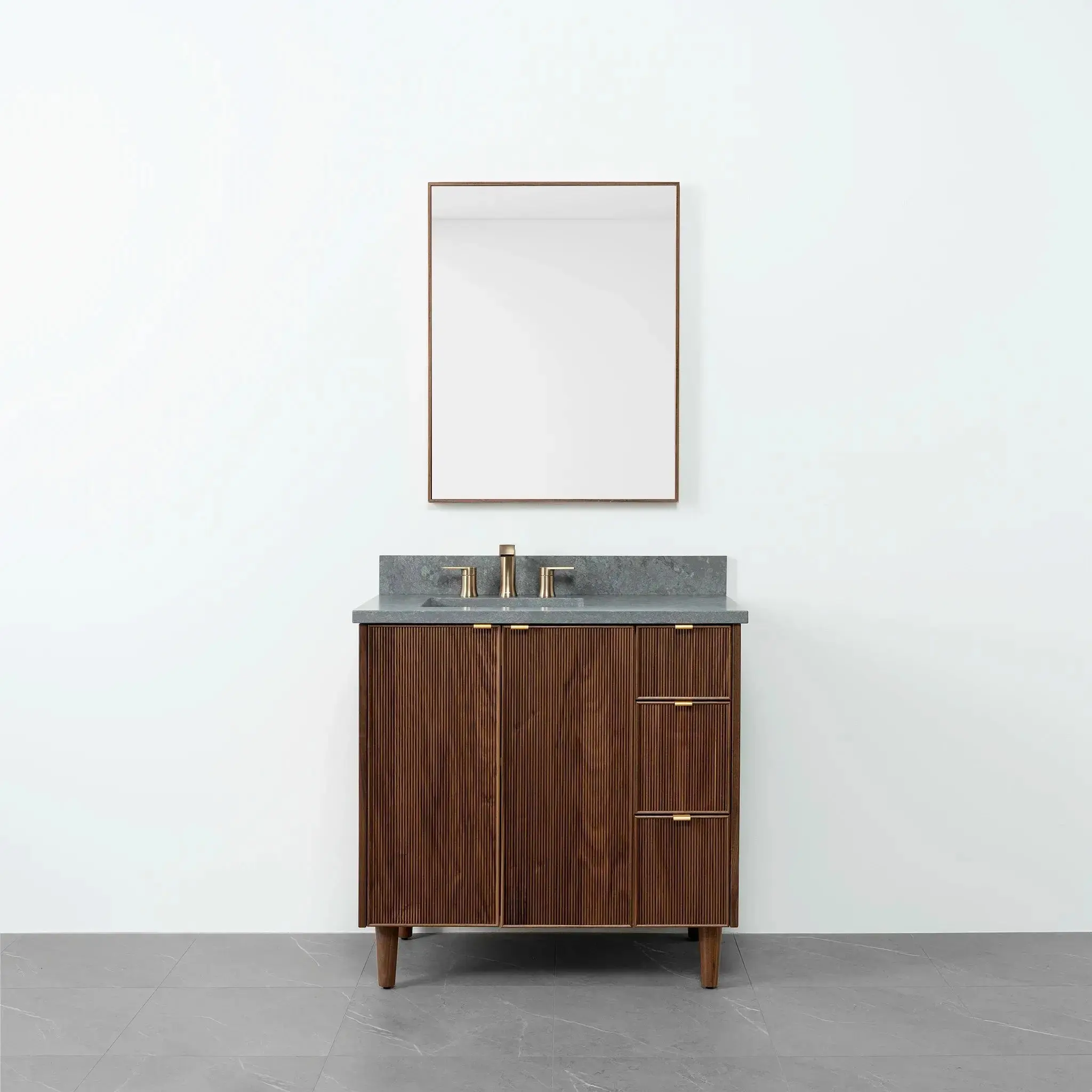 Malibu 36" American Black Walnut Bathroom Vanity, Left Sink - Image 17