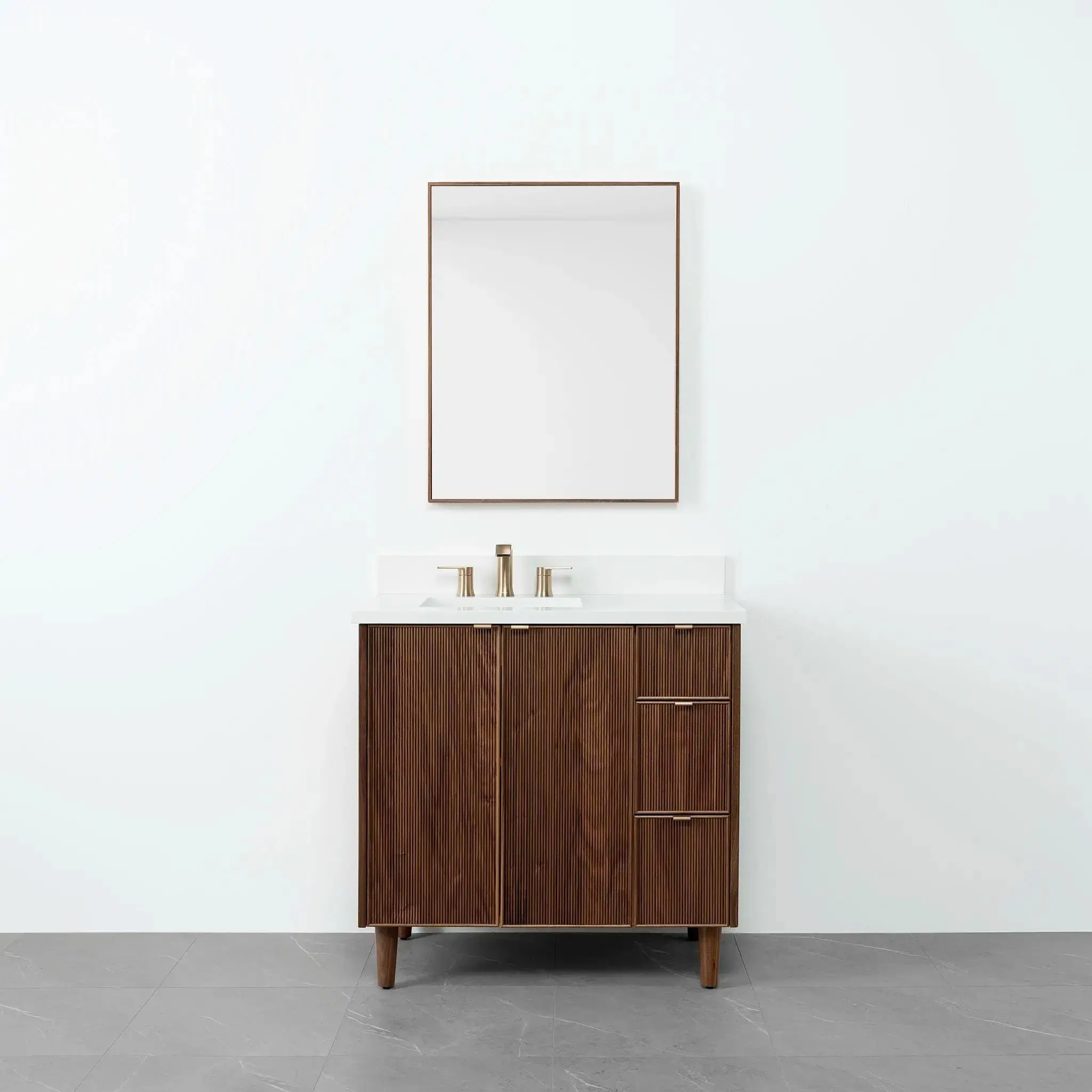 Malibu 36" American Black Walnut Bathroom Vanity, Left Sink - Image 18