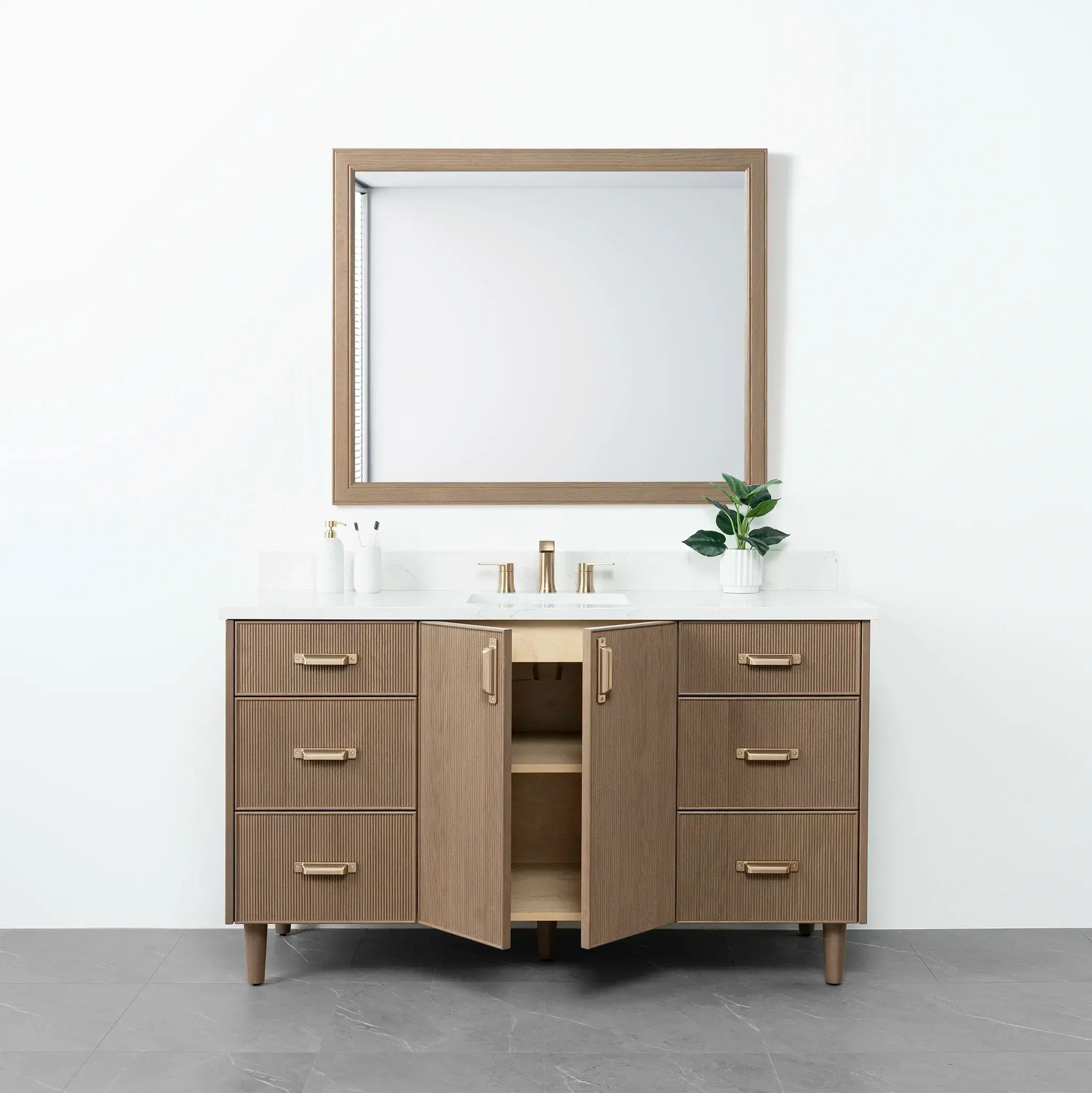 Malibu 60" Almond Coast Bathroom Vanity - Image 3