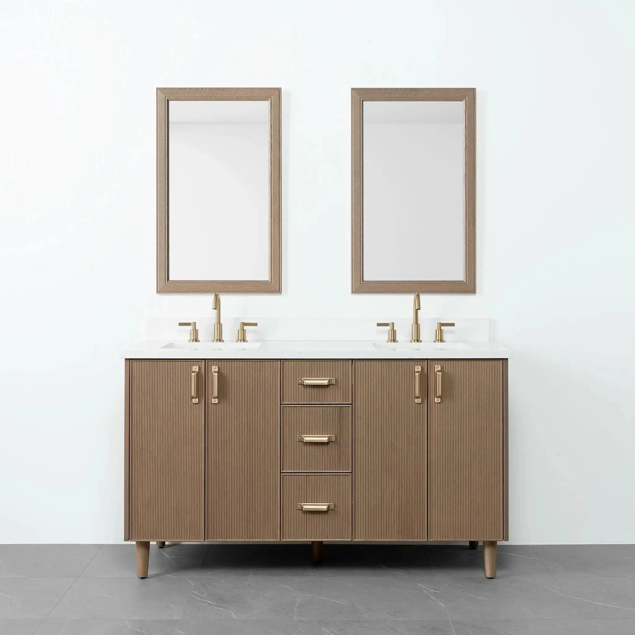 Malibu SLIM 60" Almond Coast Bathroom Vanity, Double Sink - Image 11