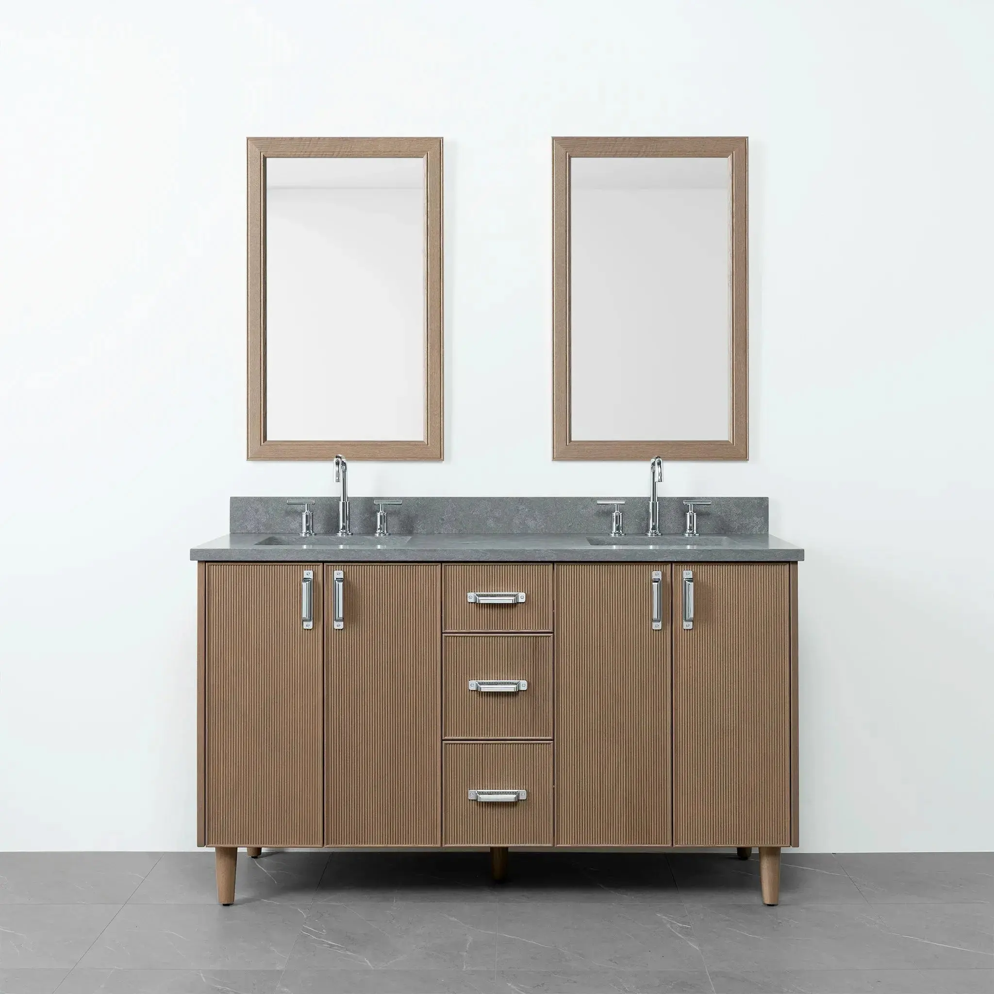 Malibu SLIM 60" Almond Coast Bathroom Vanity, Double Sink - Image 14