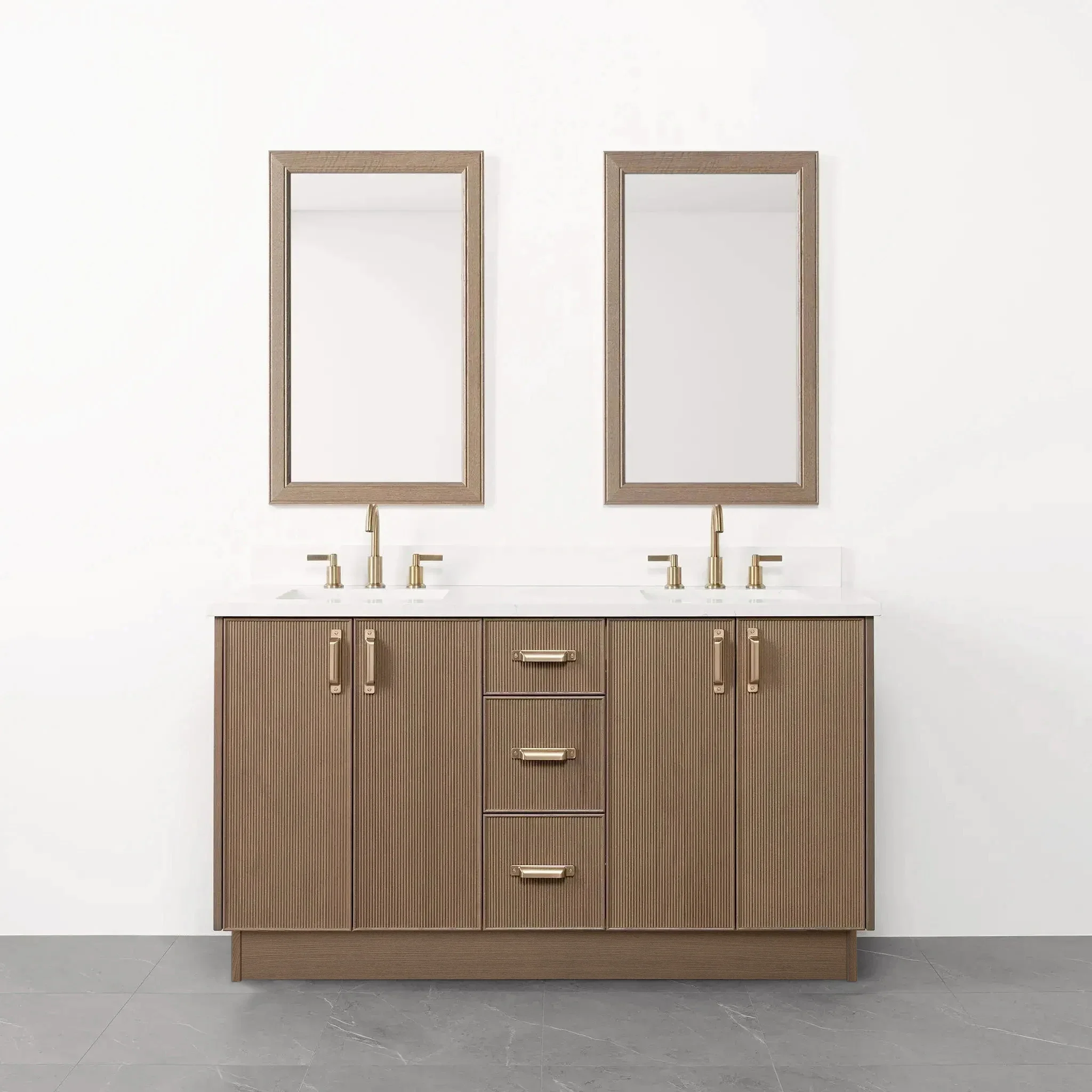 Malibu SLIM 60" Almond Coast Bathroom Vanity, Double Sink - Image 23