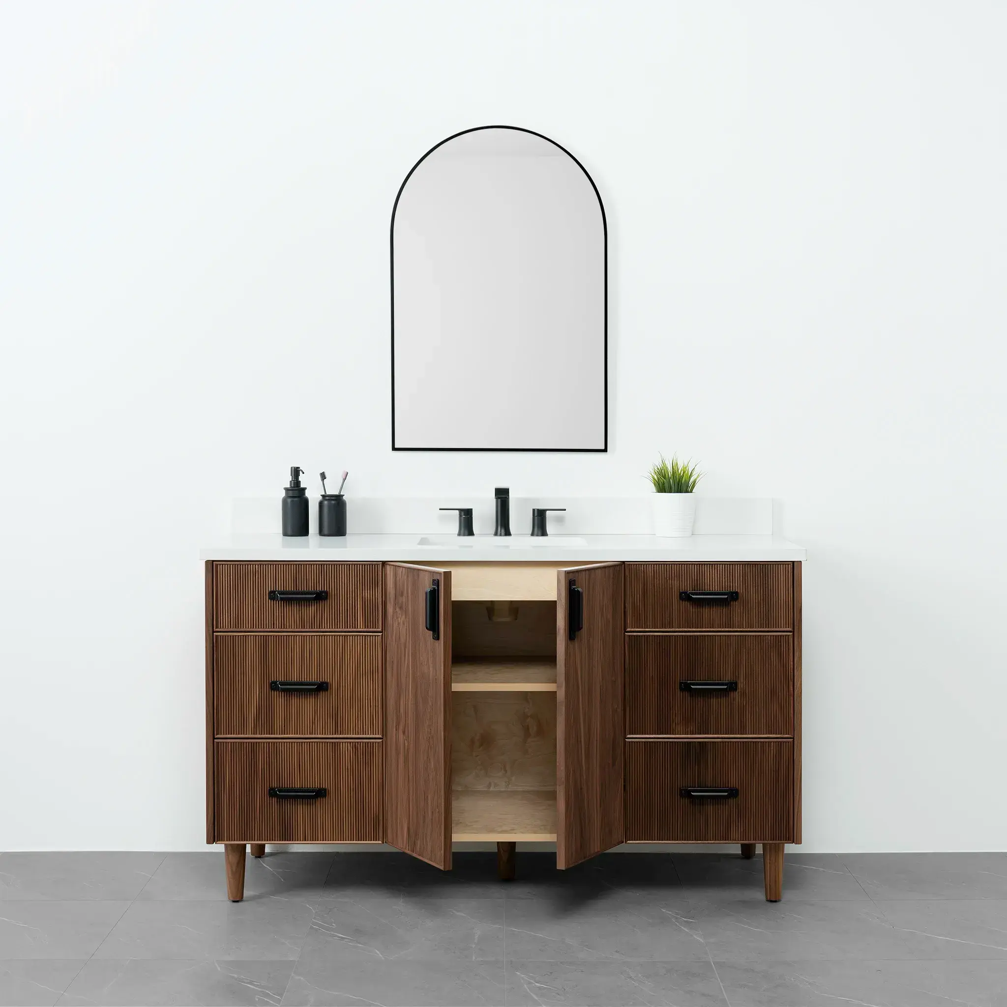 Malibu SLIM 60" American Black Walnut Bathroom Vanity - Image 3