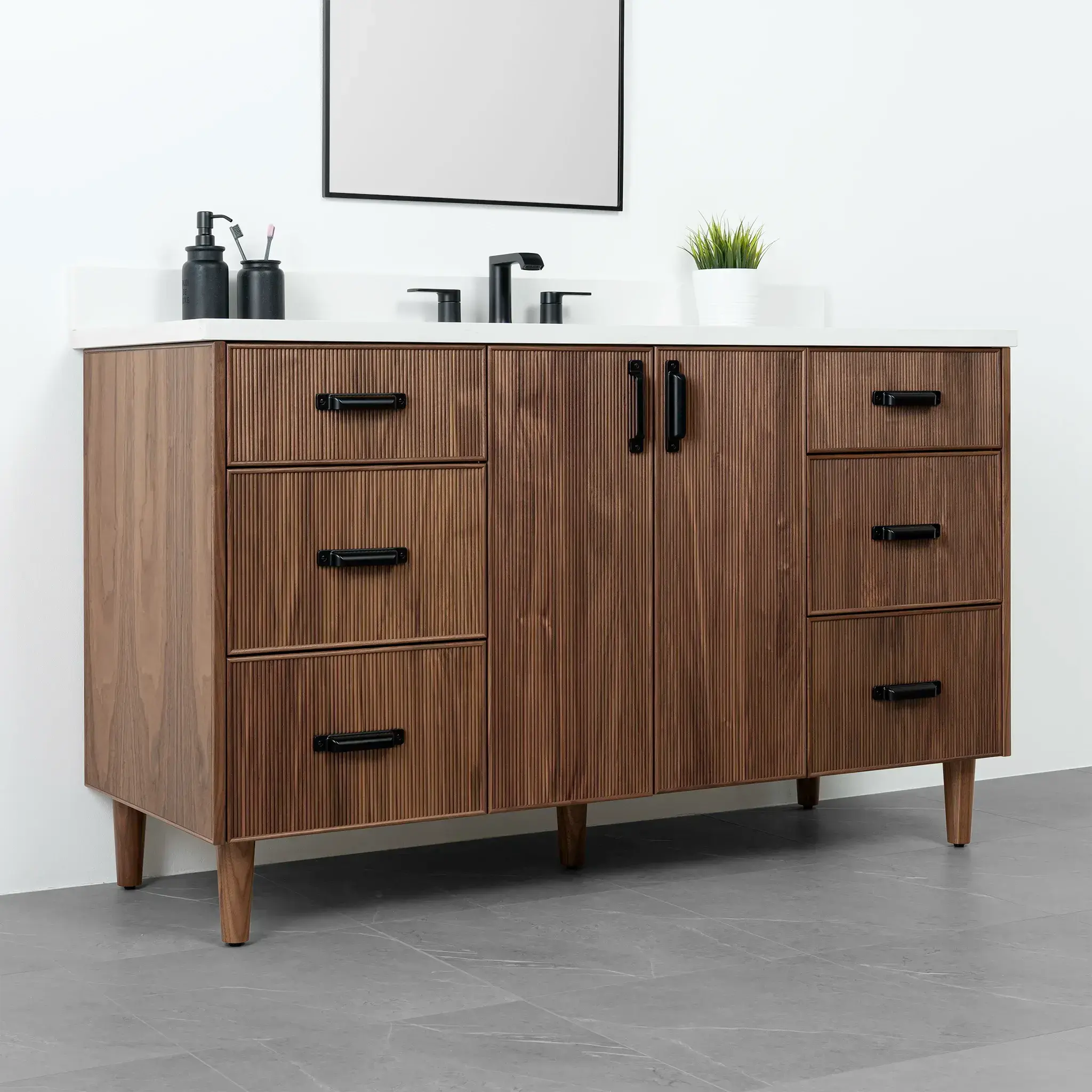 Malibu SLIM 60" American Black Walnut Bathroom Vanity - Image 4