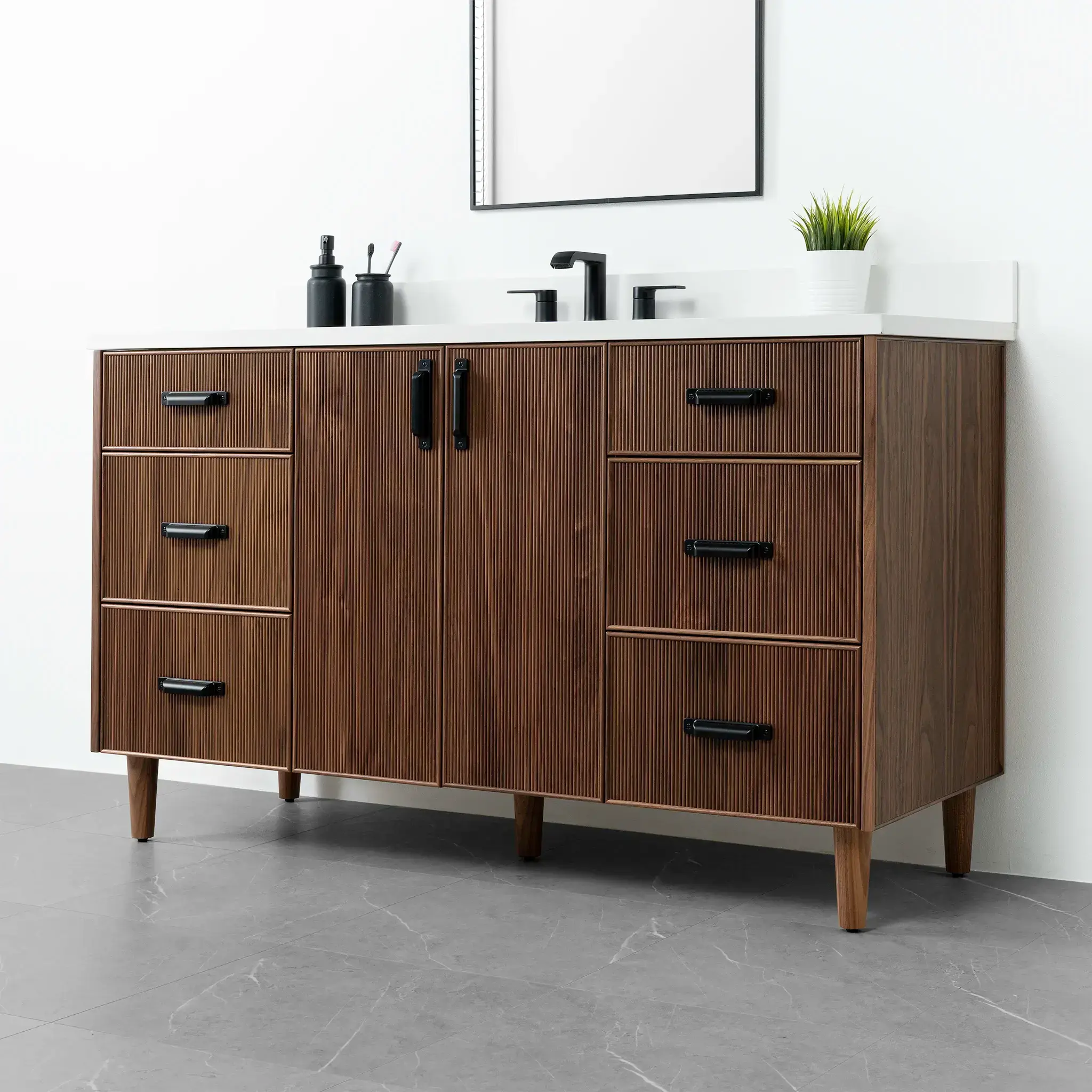 Malibu SLIM 60" American Black Walnut Bathroom Vanity - Image 7