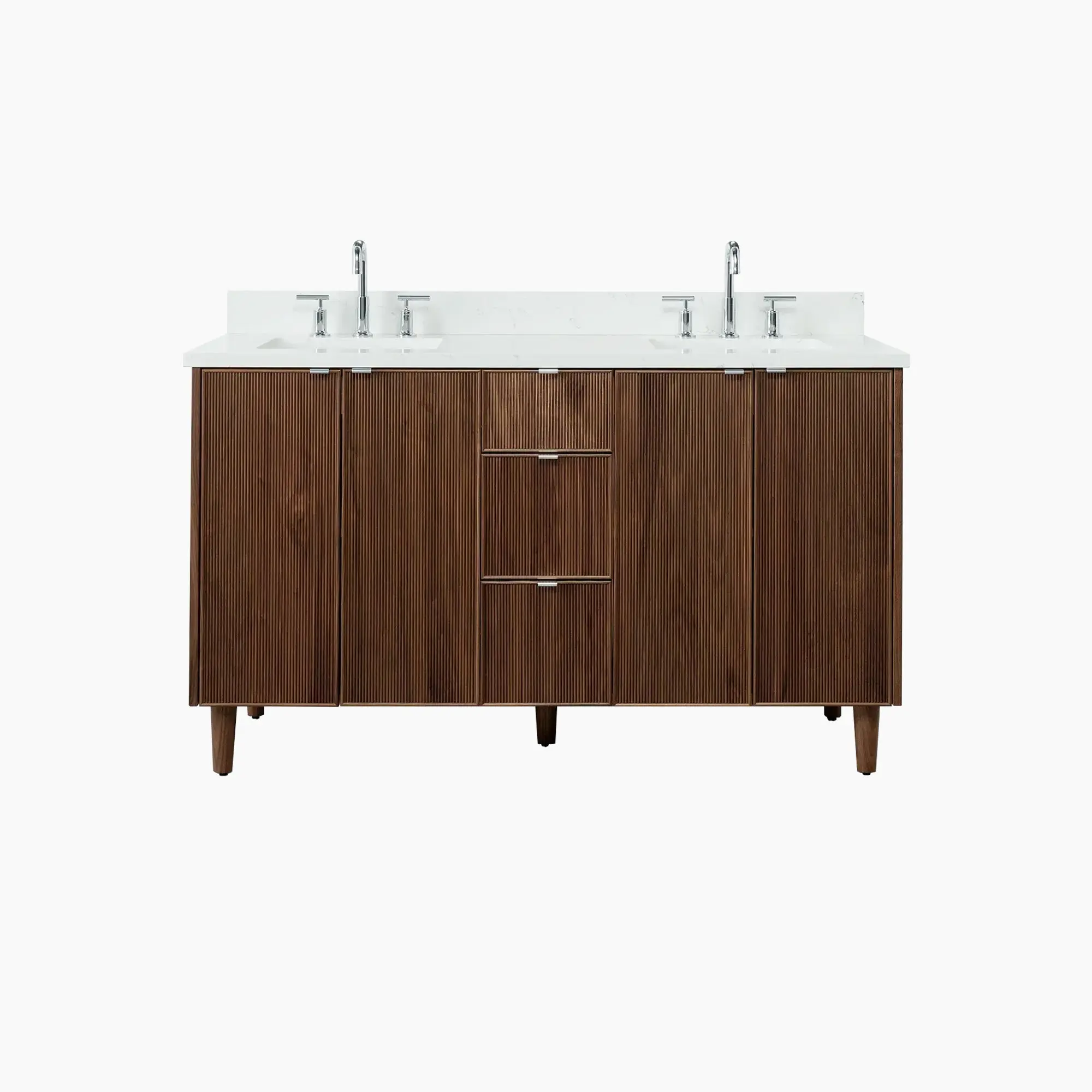 Malibu SLIM 60" American Black Walnut Bathroom Vanity, Double Sink