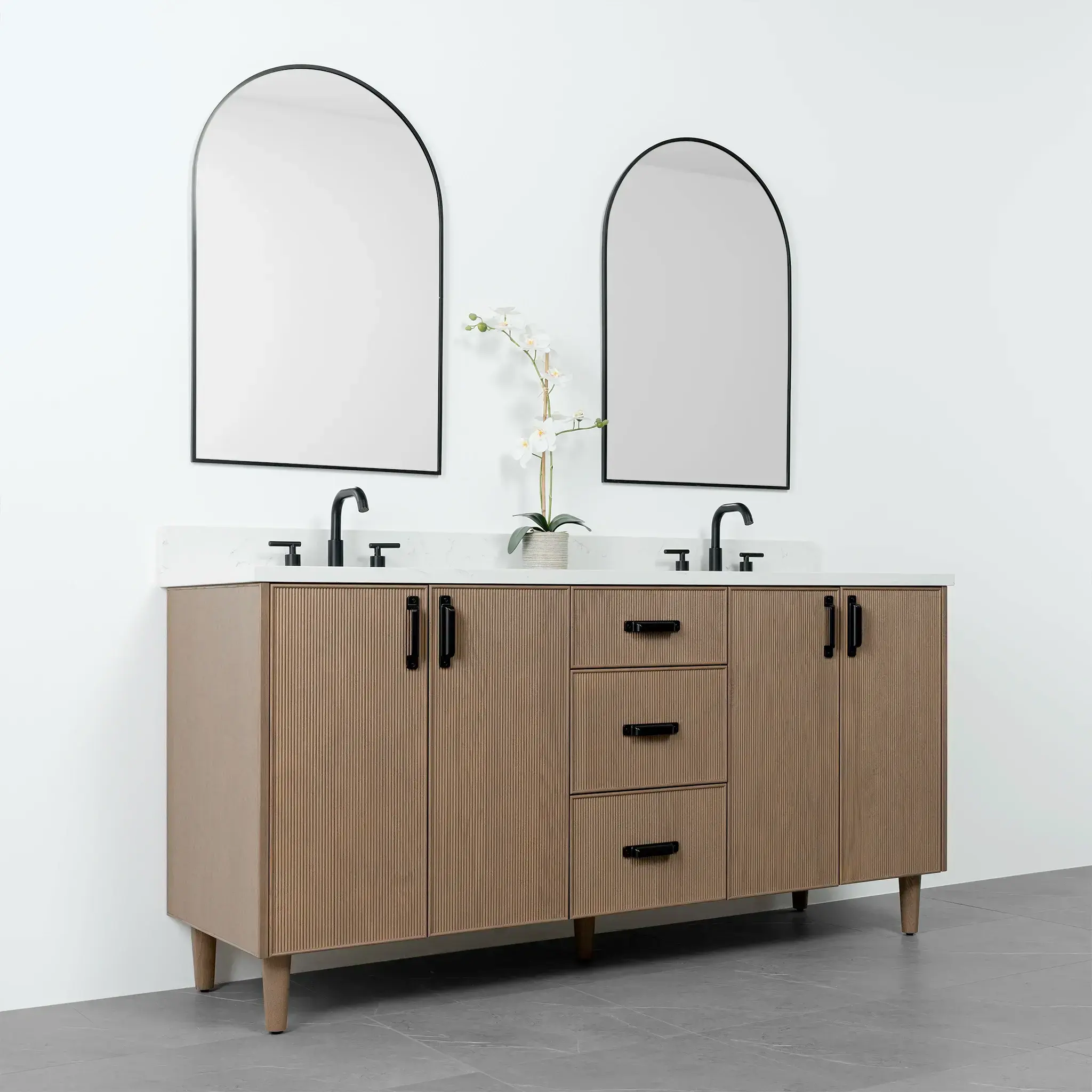 Malibu SLIM 72" Almond Coast Bathroom Vanity, Double Sink - Image 4