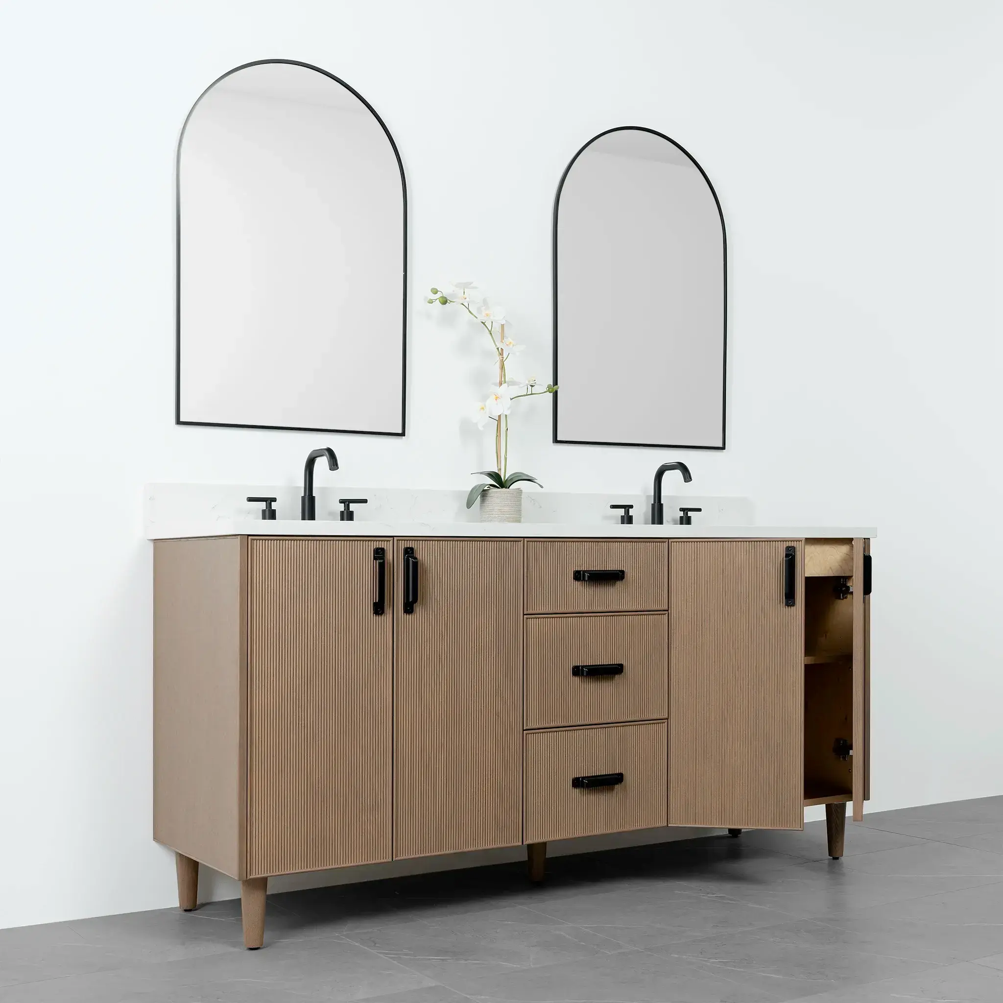 Malibu SLIM 72" Almond Coast Bathroom Vanity, Double Sink - Image 5