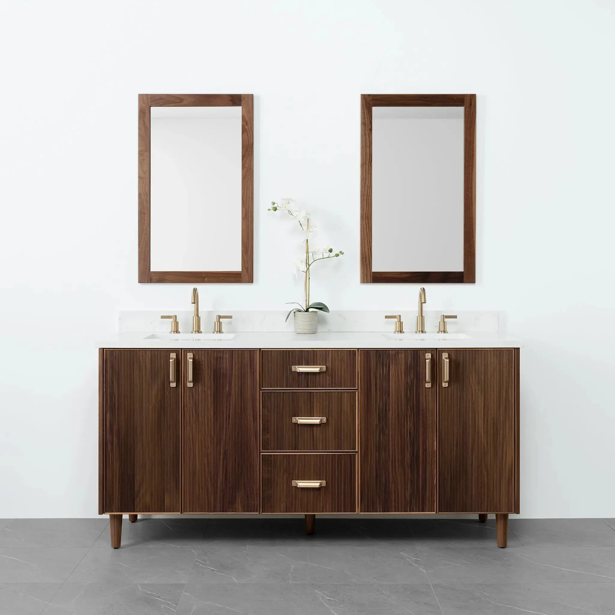 Malibu 72" American Black Walnut Bathroom Vanity, Double Sink - Image 2