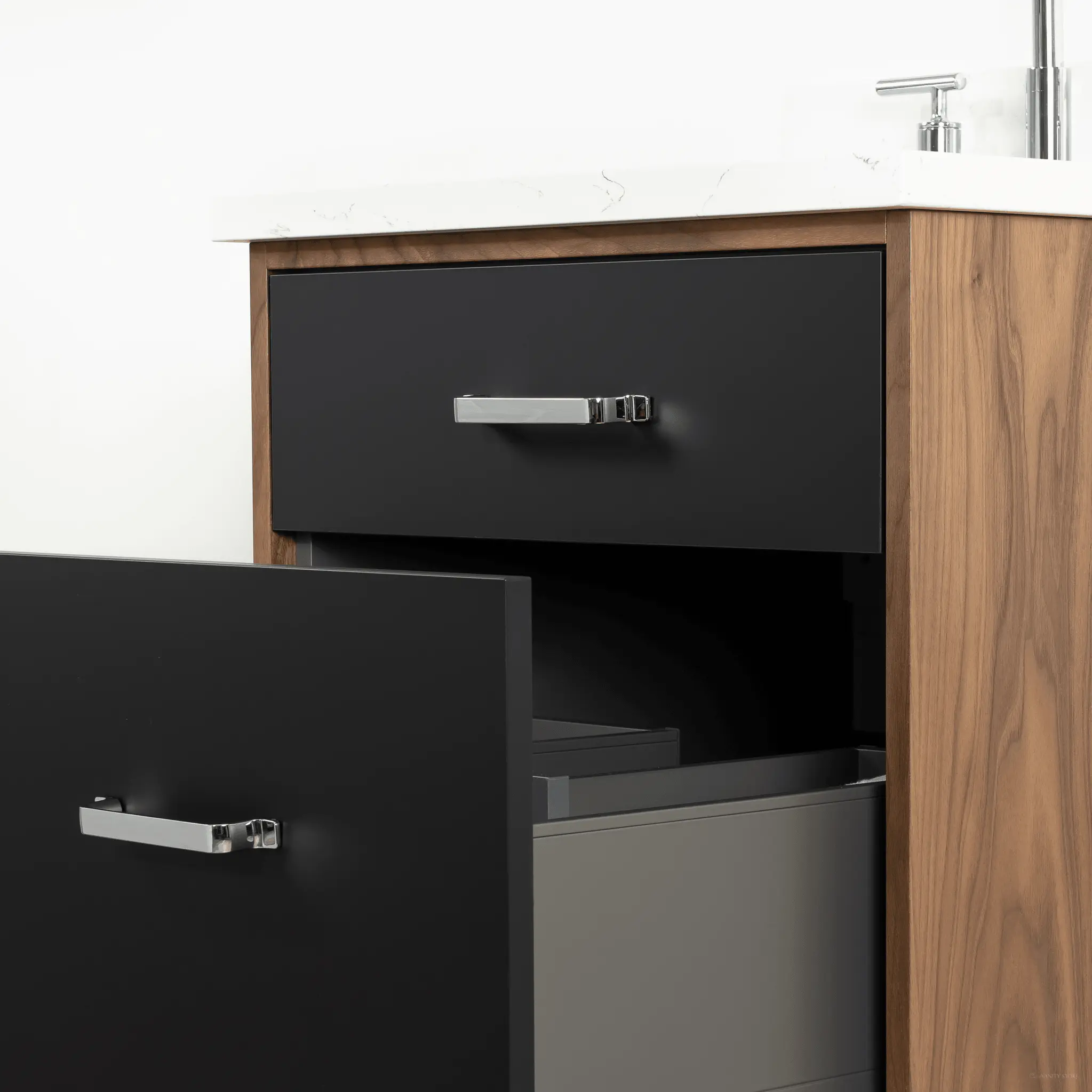 Sidney 24" Wall Mount Matte Black Bathroom Vanity - All Drawers - Image 12