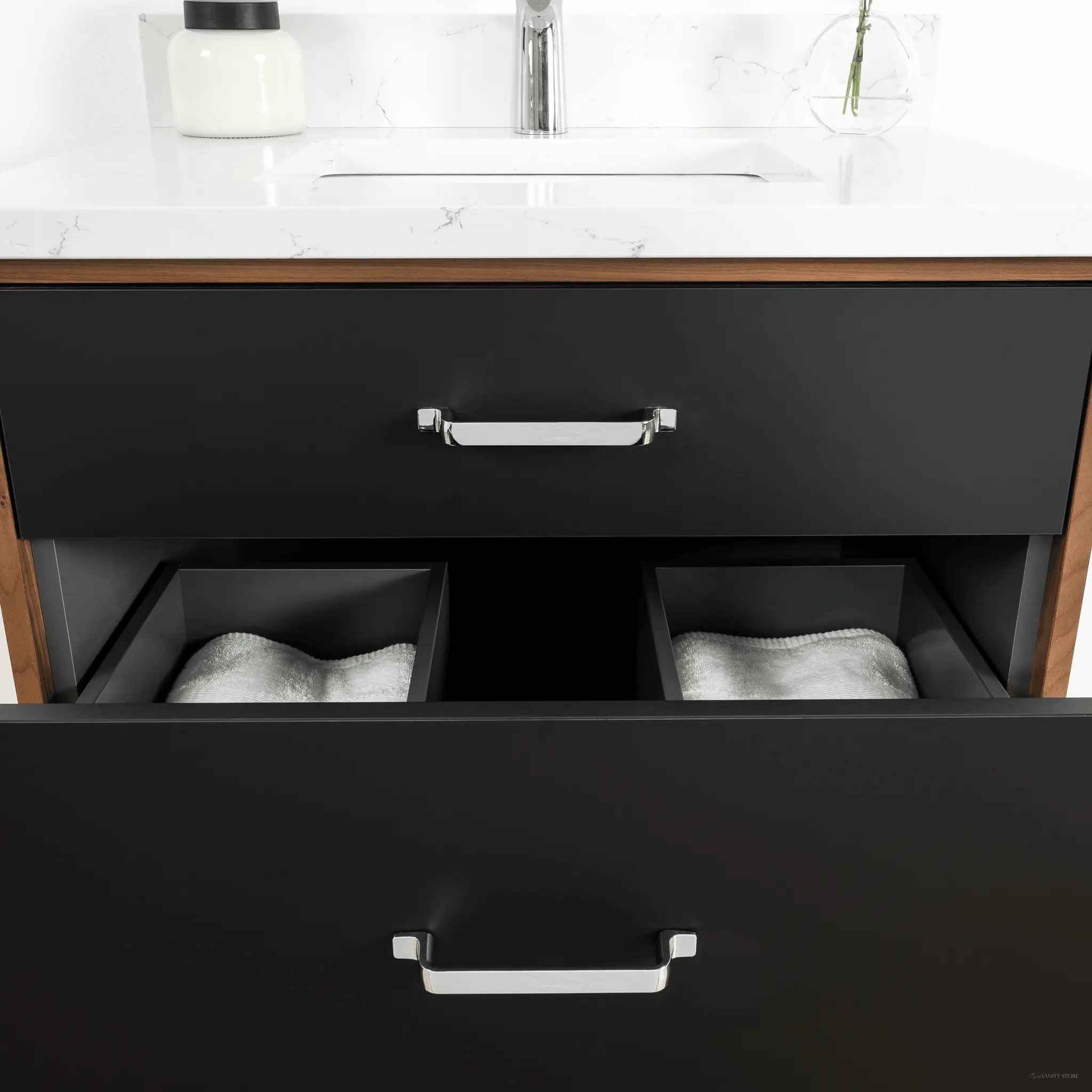 Sidney 30" Wall Mount Matte Black Bathroom Vanity - All Drawers - Image 12