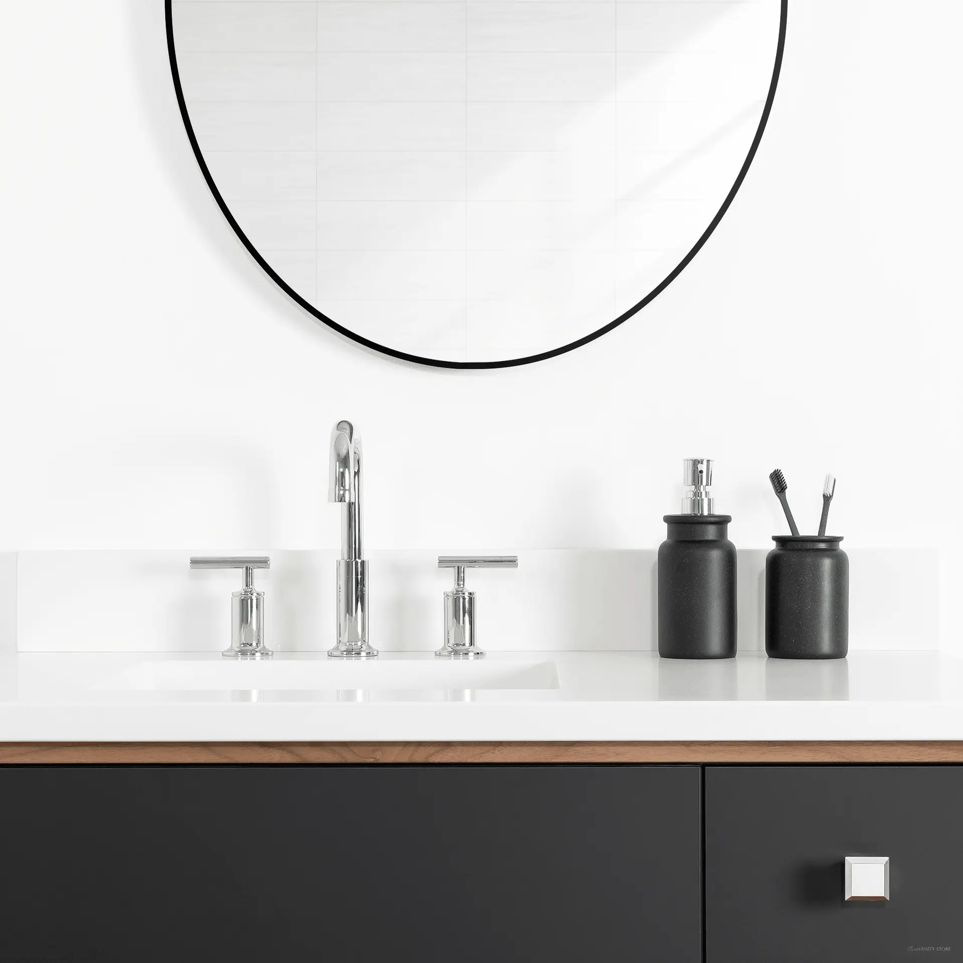 Sidney 36" Matte Black Bathroom Vanity, Left Sink - Image 4