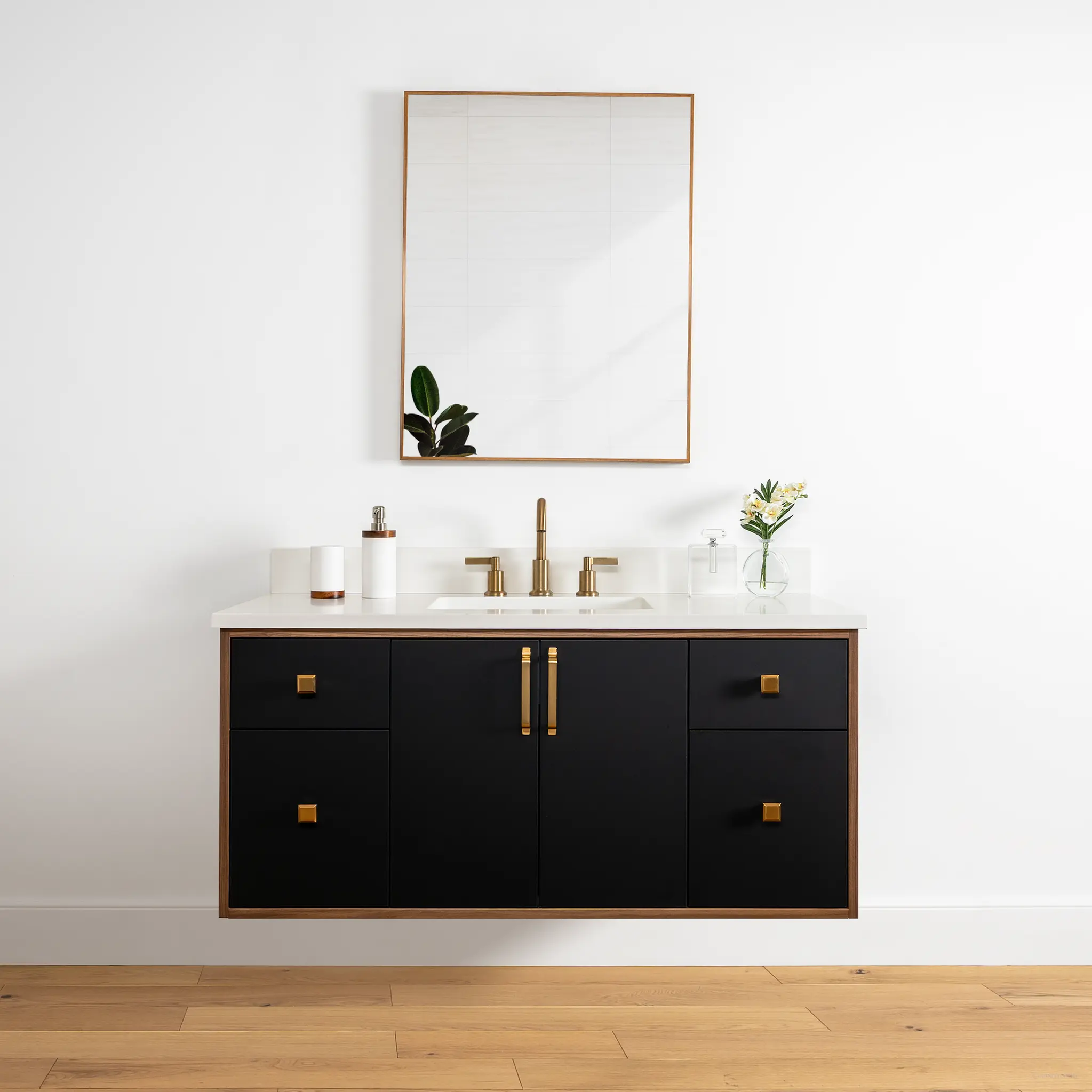 Sidney 48" Wall Mount Matte Black Bathroom Vanity - Image 11