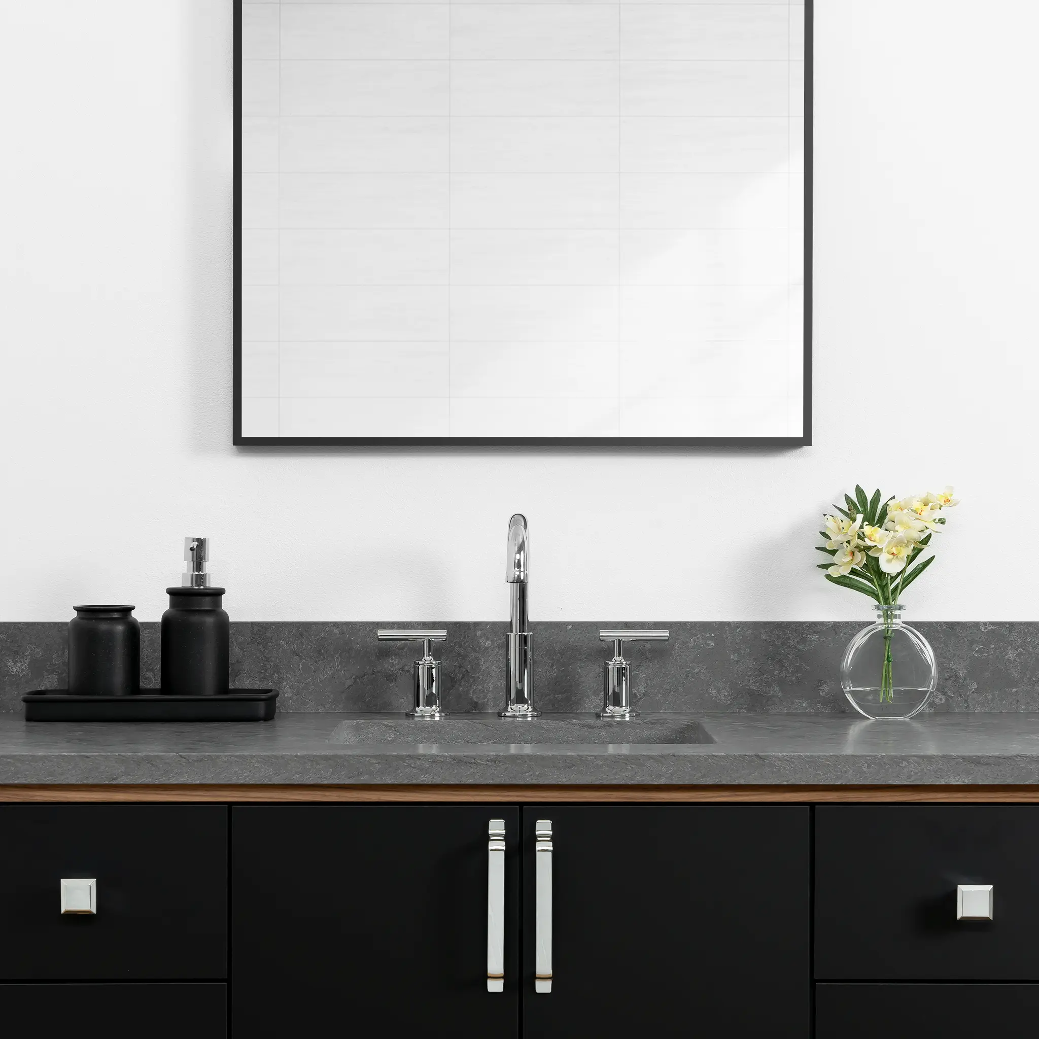 Sidney 48" Wall Mount Matte Black Bathroom Vanity - Image 13
