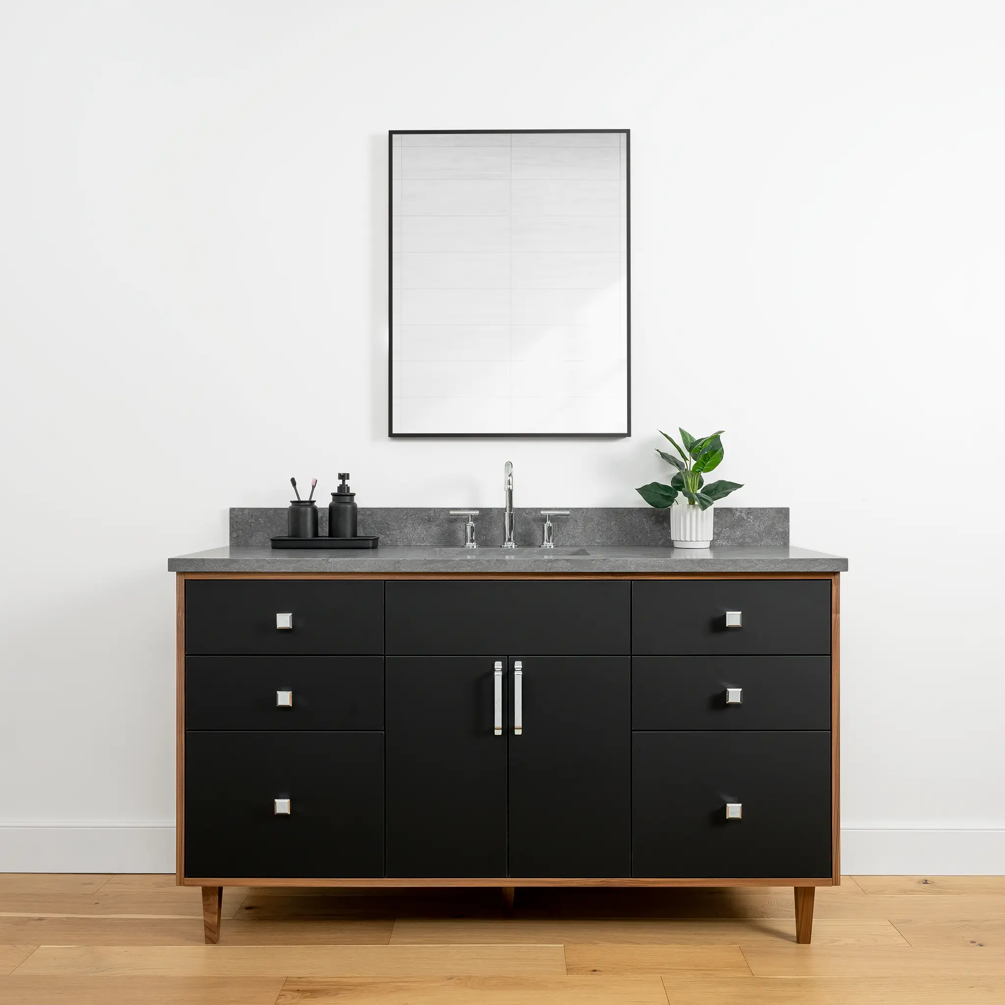 Sidney 60" Matte Black Bathroom Vanity - Image 15