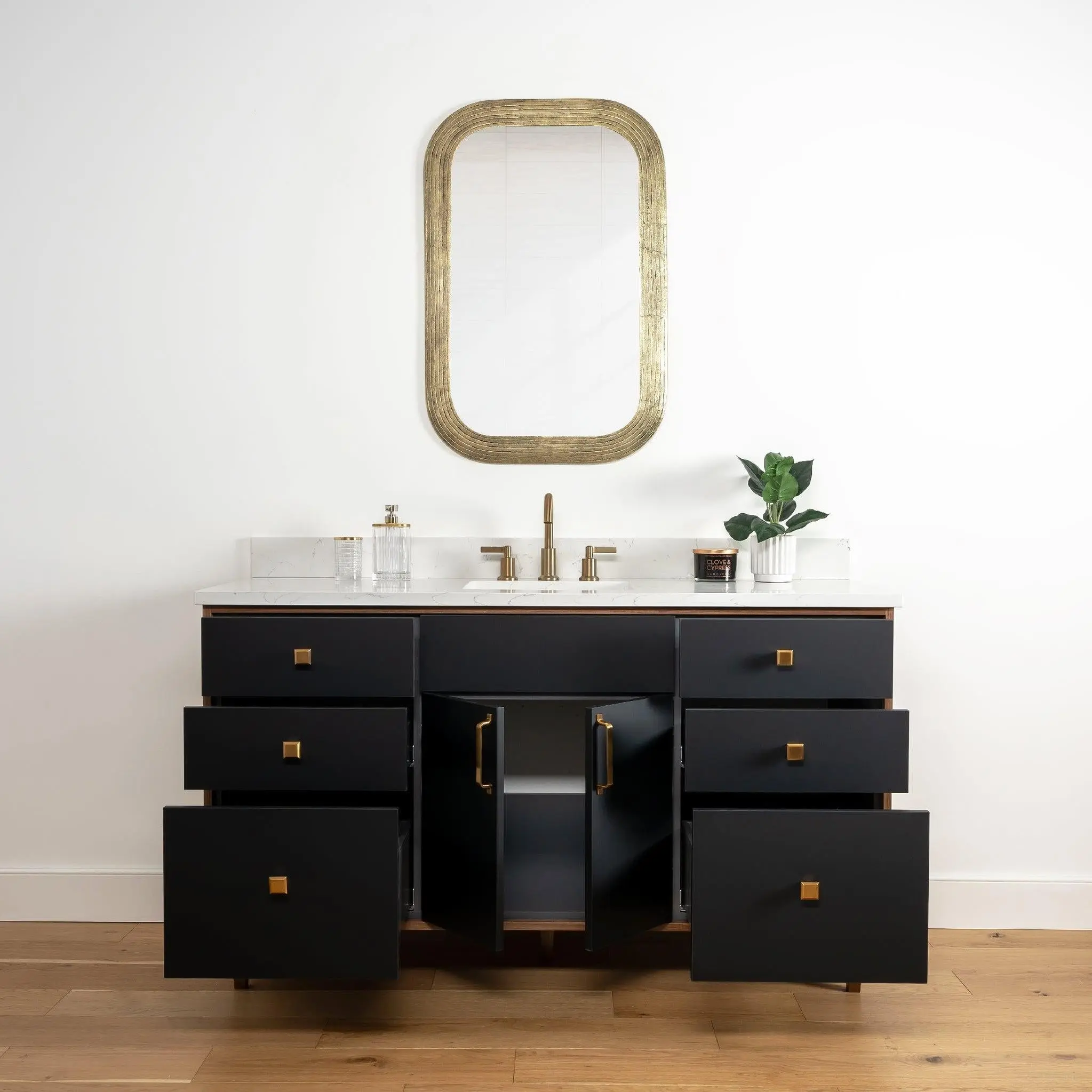 Sidney 60" Matte Black Bathroom Vanity - Image 3