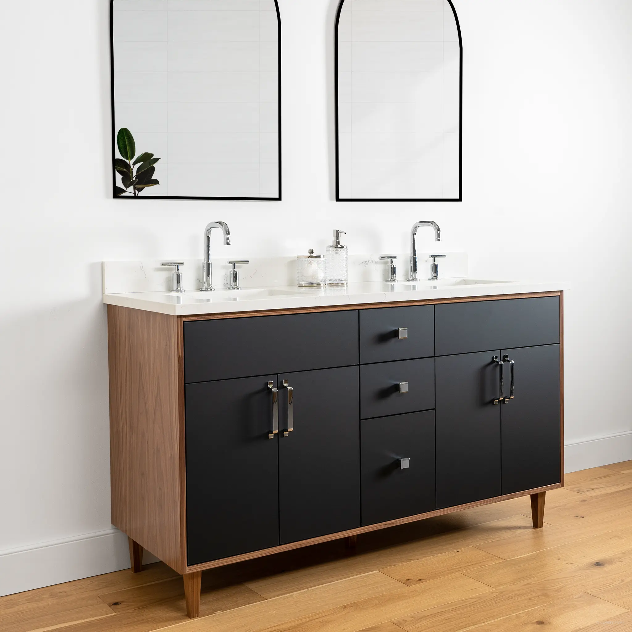 Sidney 60" Matte Black Bathroom Vanity, Double Sink - Image 4