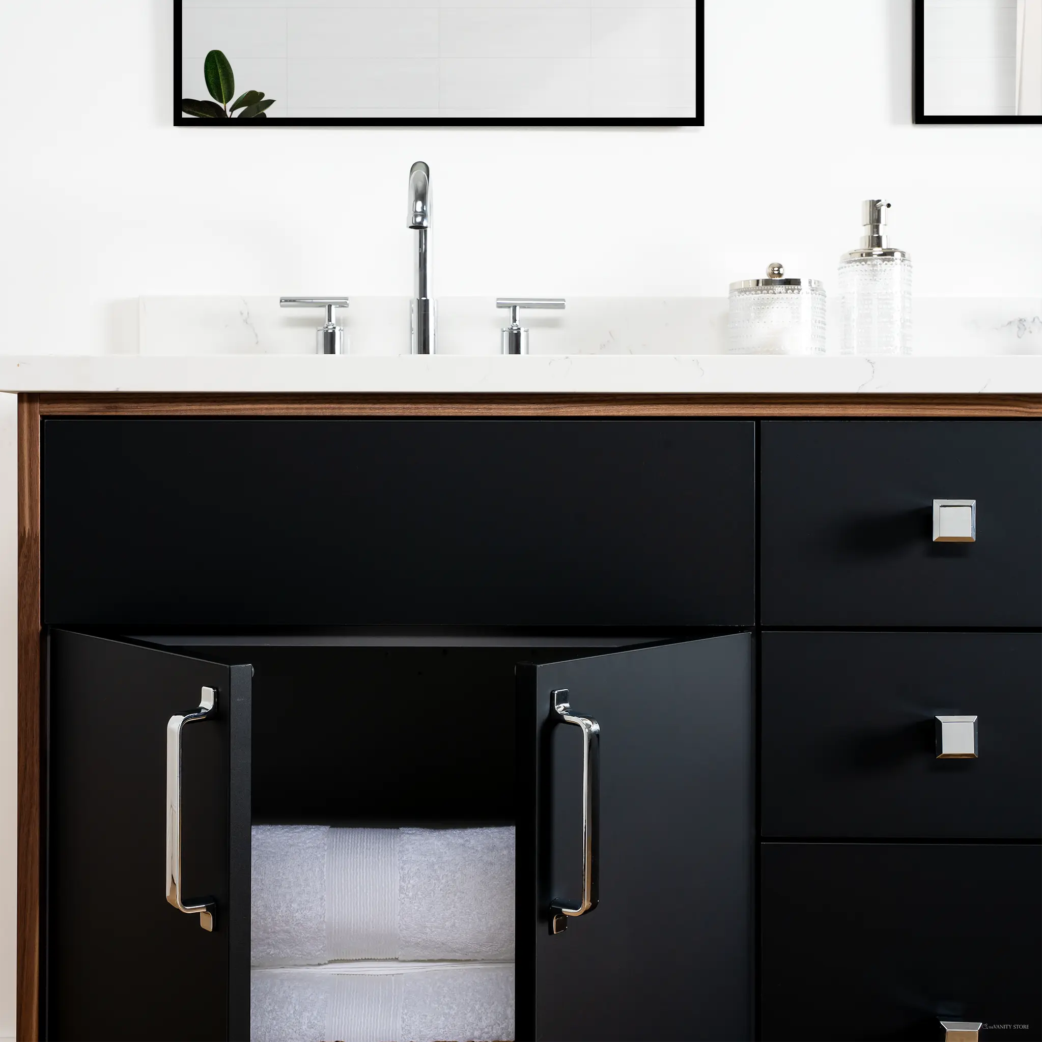 Sidney 60" Matte Black Bathroom Vanity, Double Sink - Image 9