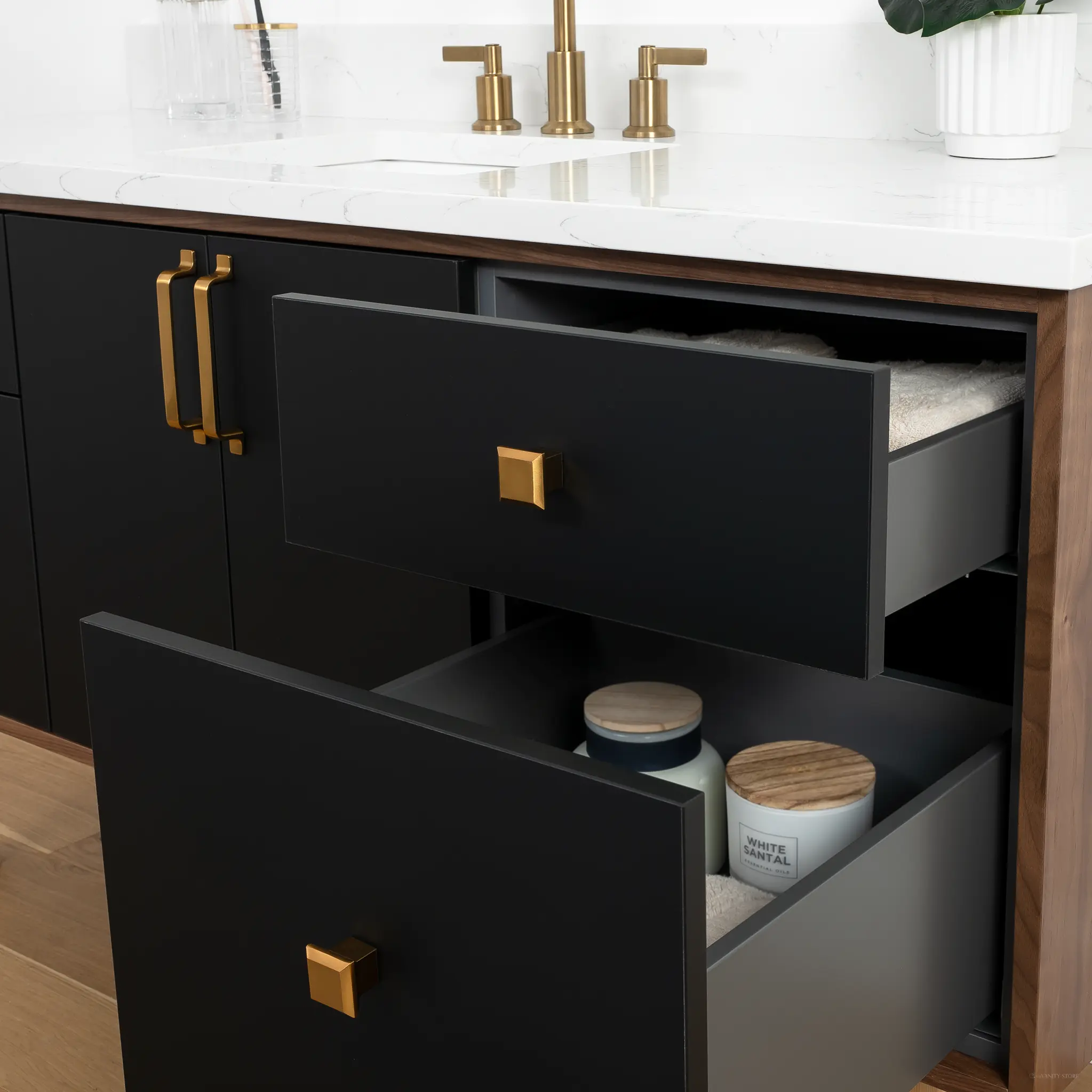 Sidney 60" Wall Mount Matte Black Bathroom Vanity - Image 10