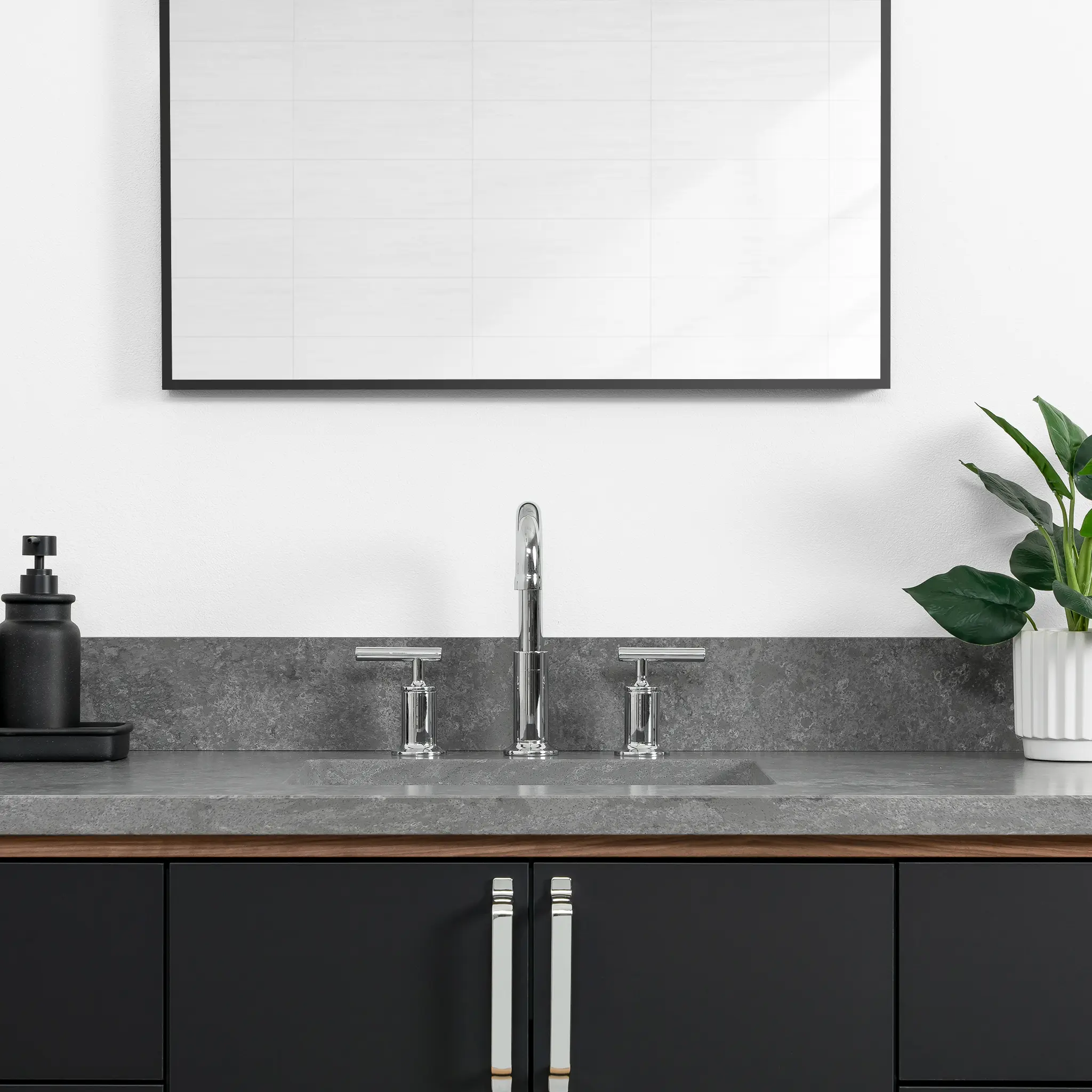 Sidney 60" Wall Mount Matte Black Bathroom Vanity - Image 12