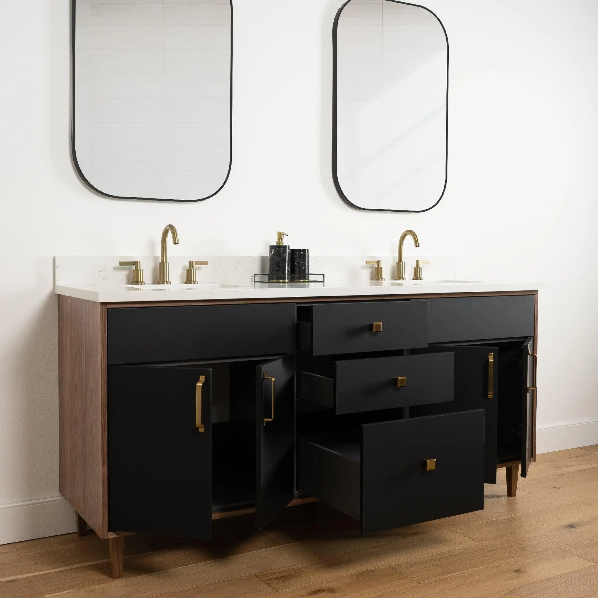 Sidney 72" Matte Black Bathroom Vanity, Double Sink - Image 10