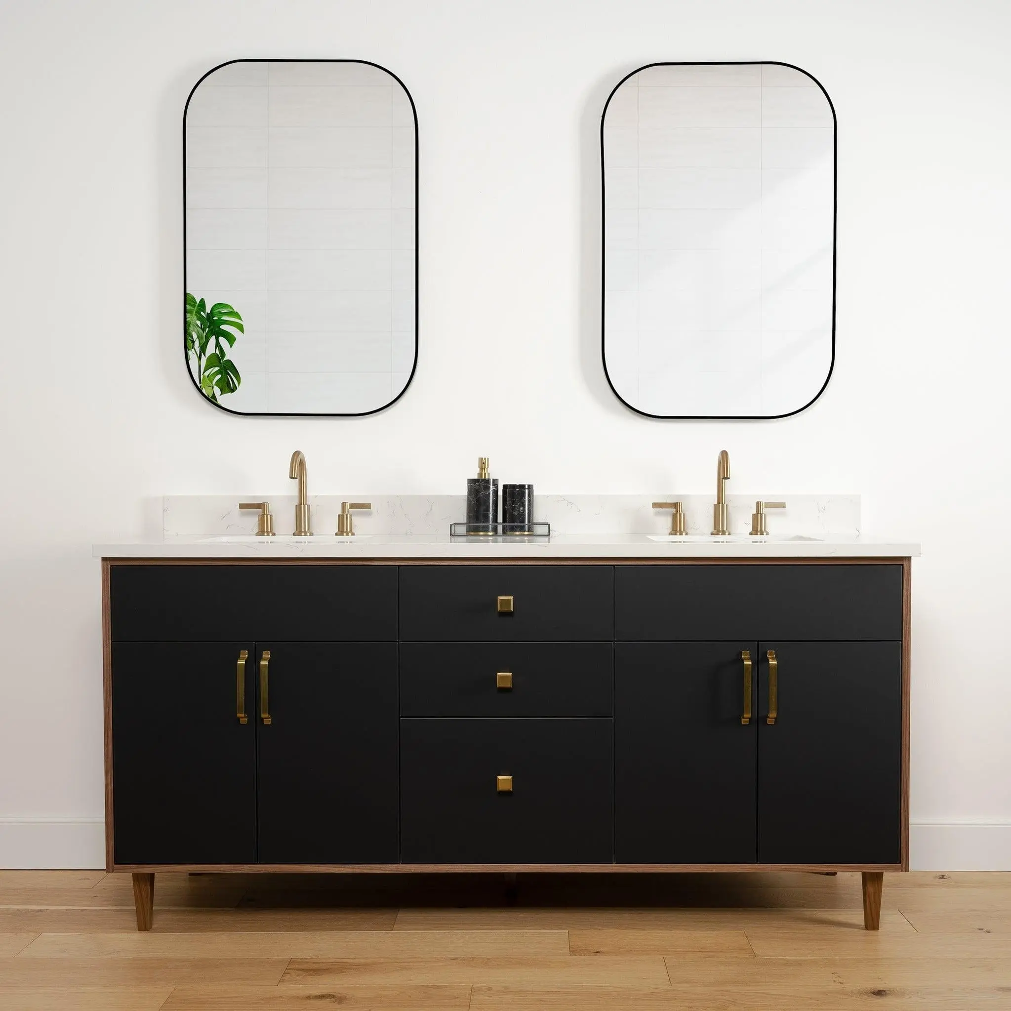 Sidney 72" Matte Black Bathroom Vanity, Double Sink - Image 2