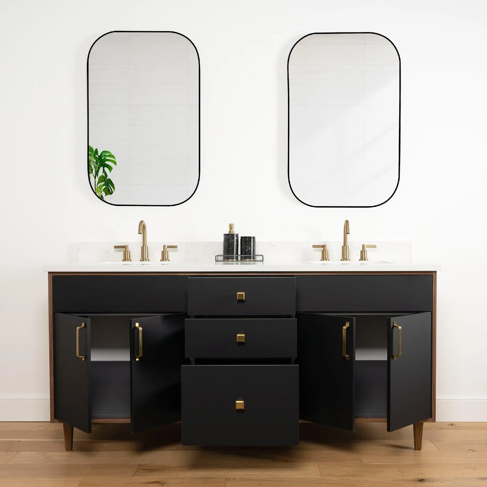 Sidney 72" Matte Black Bathroom Vanity, Double Sink - Image 3